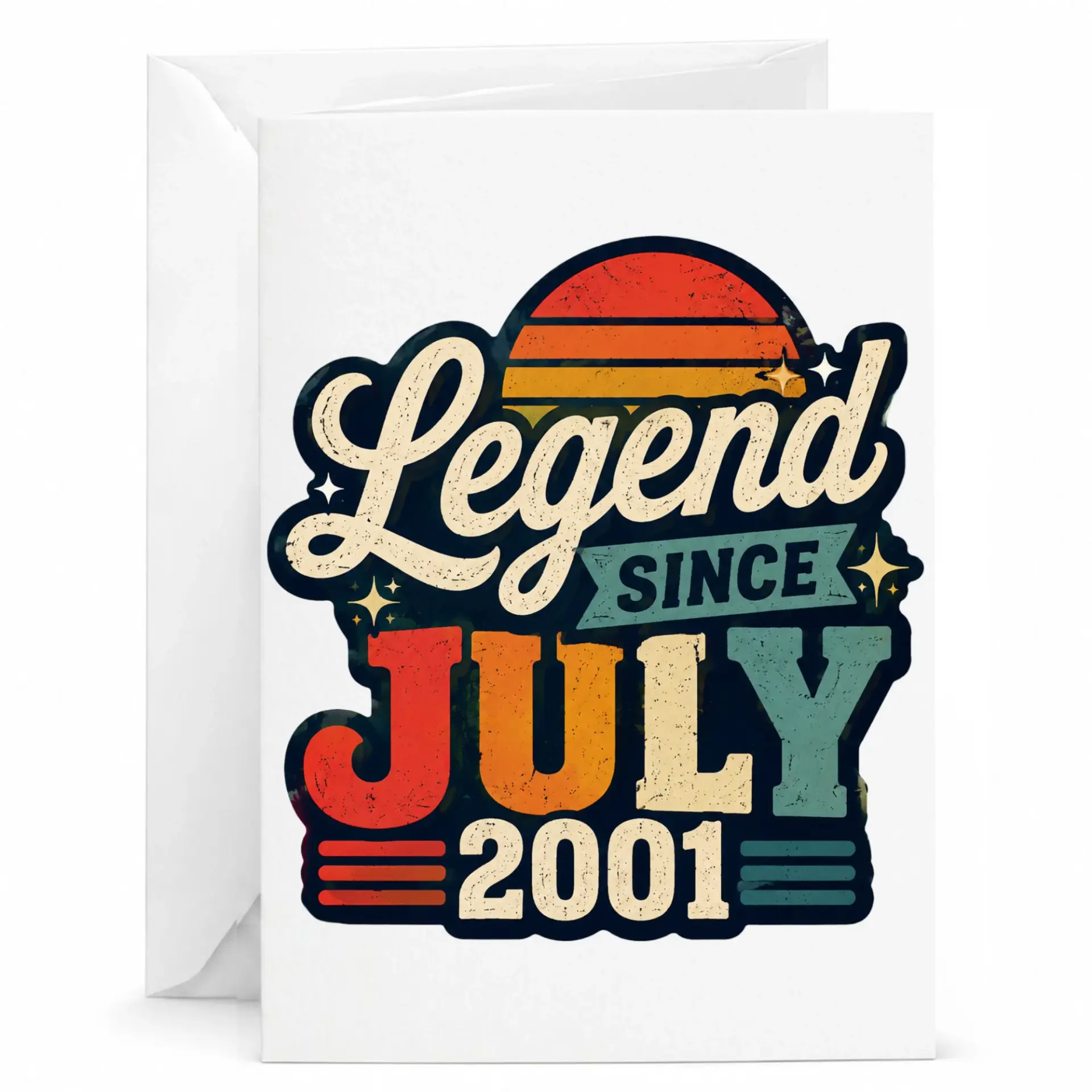 Greeting Card Legend Since July 2001 Vintage Retro Style Birthday Anniversary Encouragement Note for Special Milestone