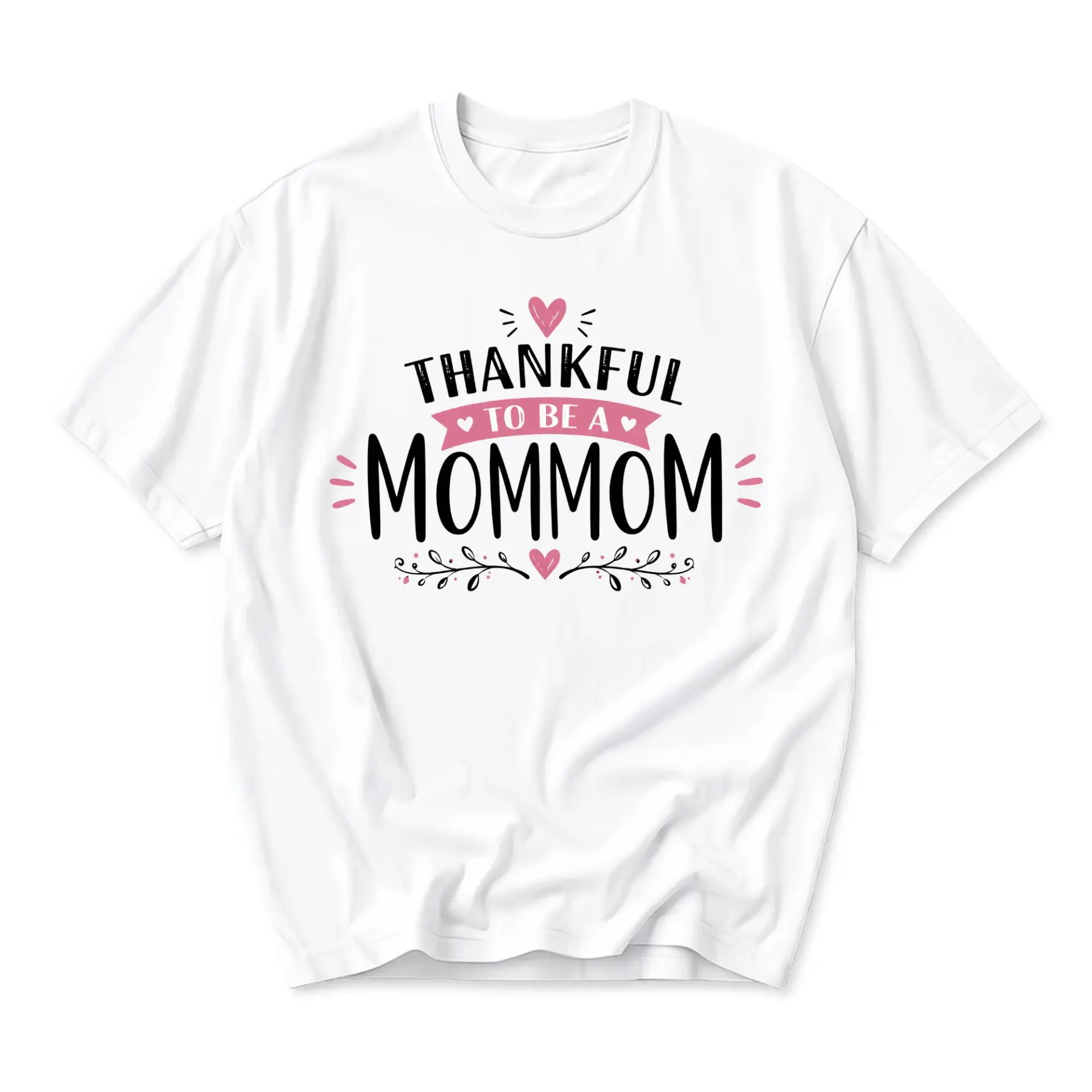 Graphic Tee Thankful to Be a Mommom Unisex Casual Everyday Crew Neck Soft Cotton Short Sleeve Printed Shirt