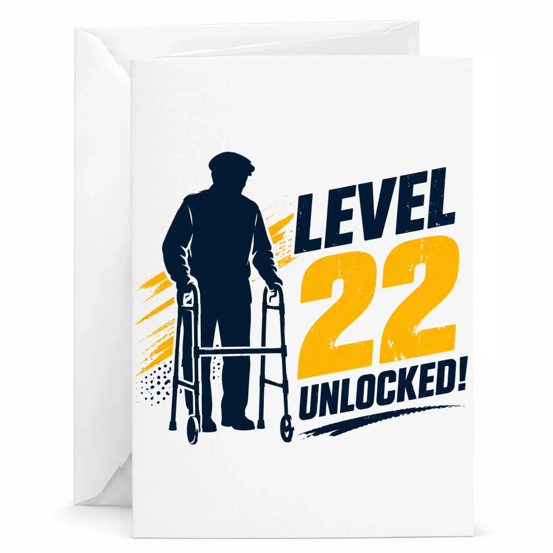 Funny Birthday Card Level 22 Unlocked Greeting Card for Milestone Celebrations with Matching White Envelope Included