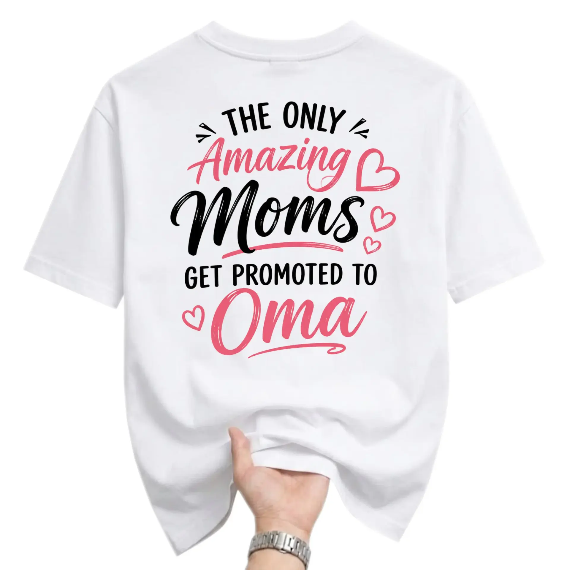 Funny Shirt the Only Amazing Moms Get Promoted to Oma Graphic Tee Casual Unisex Crew Neck Cotton Blend Apparel Gift