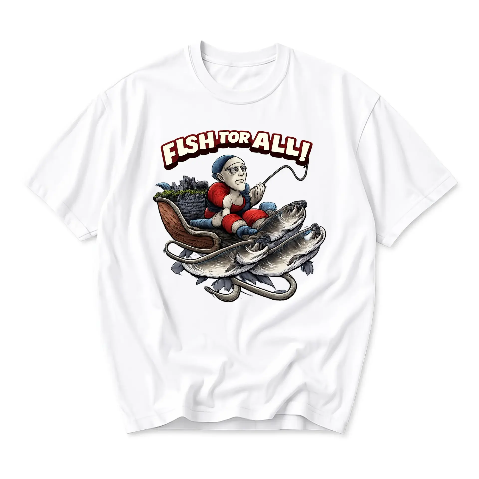 Funny Shirt Fish for All Graphic Tee Unisex Crew Neck Short Sleeve Casual