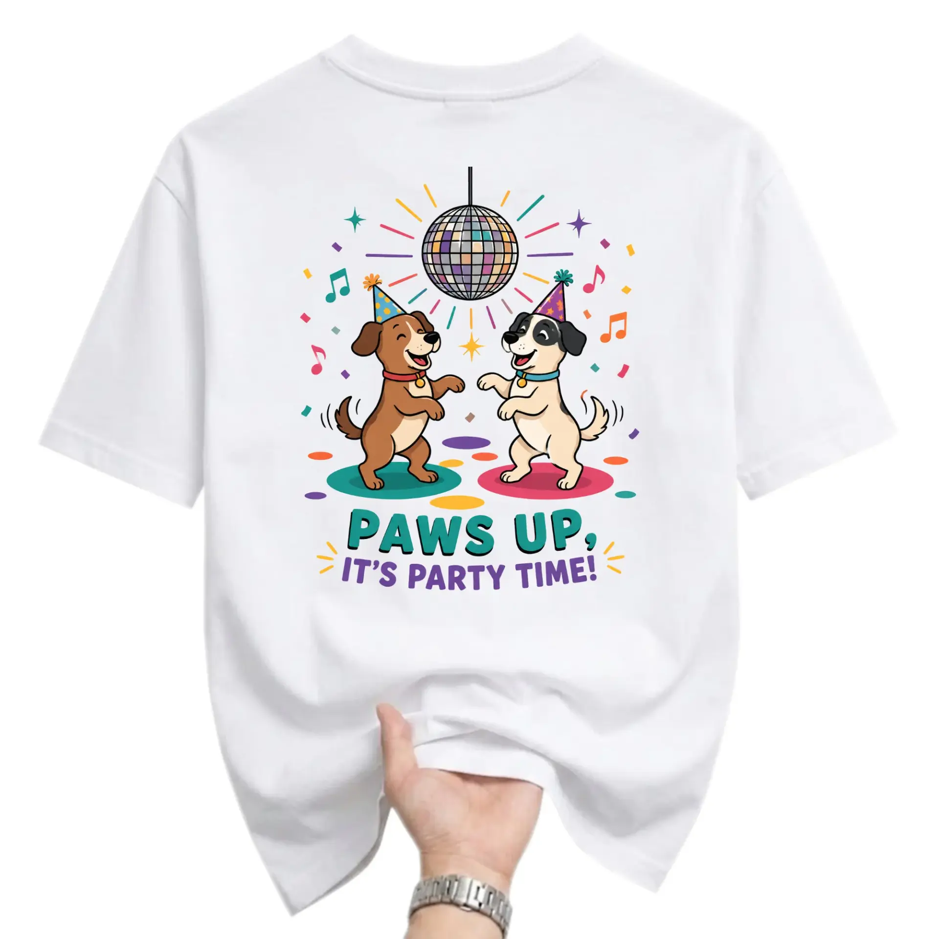 Graphic Tee It Is Party Time Funny Dog Shirt Cute Dancing Puppies Disco