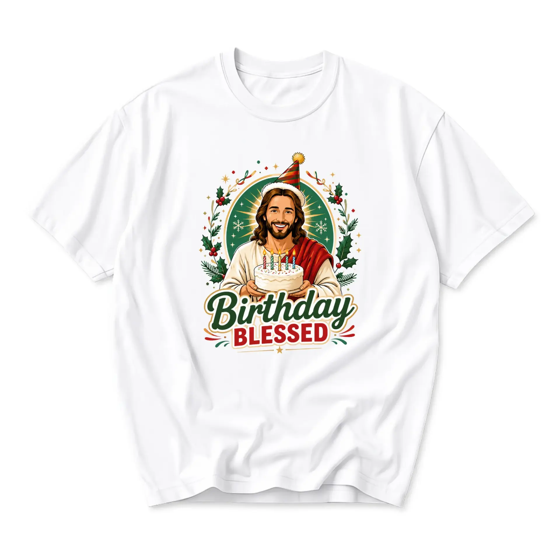Funny Shirt Birthday Blessed Graphic Tee Holiday Themed Casual Crew Neck Unisex Cotton Blend Apparel for Everyday Wear