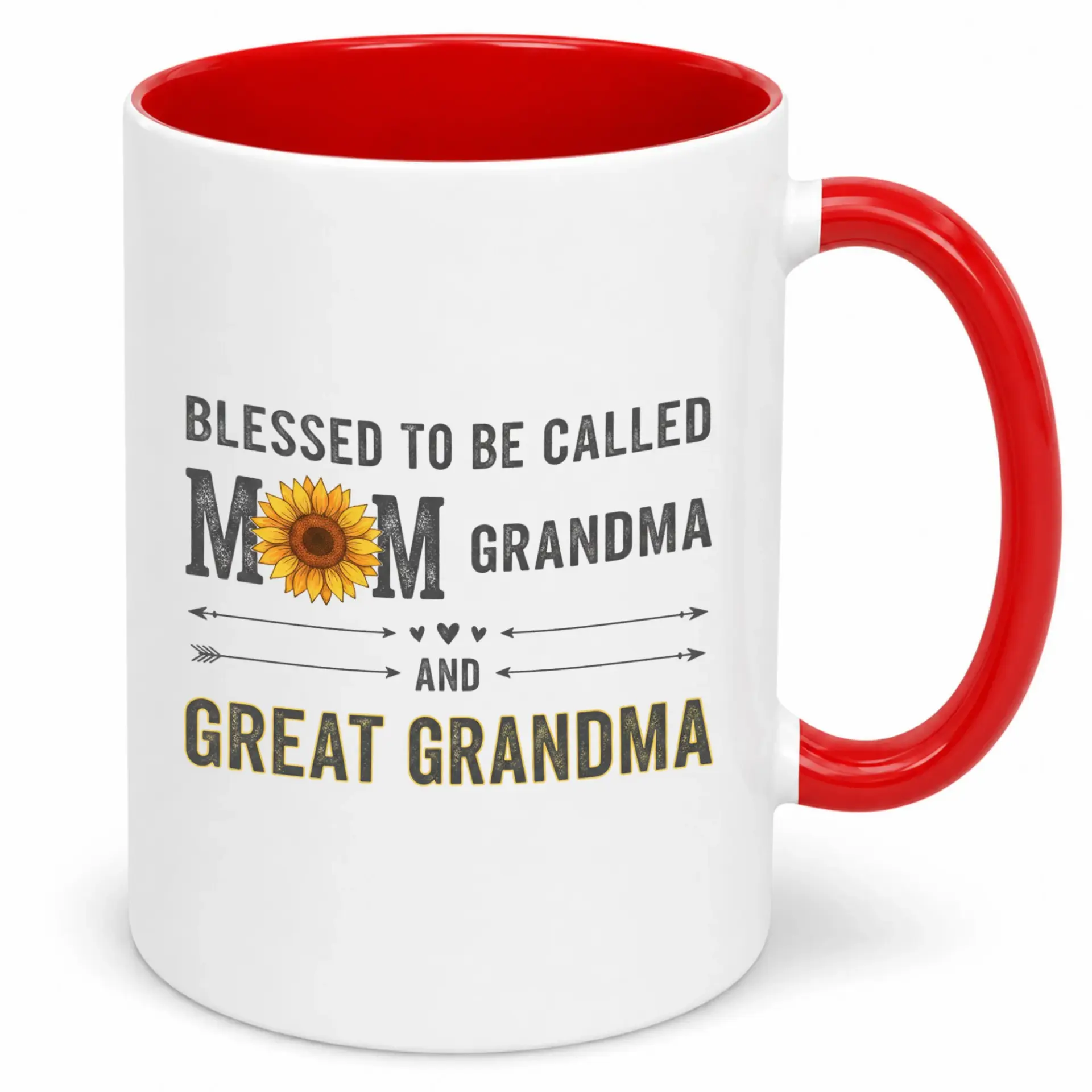 Ceramic Coffee Mug Blessed to Be Called Mom Grandma and Great with Design for Mother's Day Family Gifts