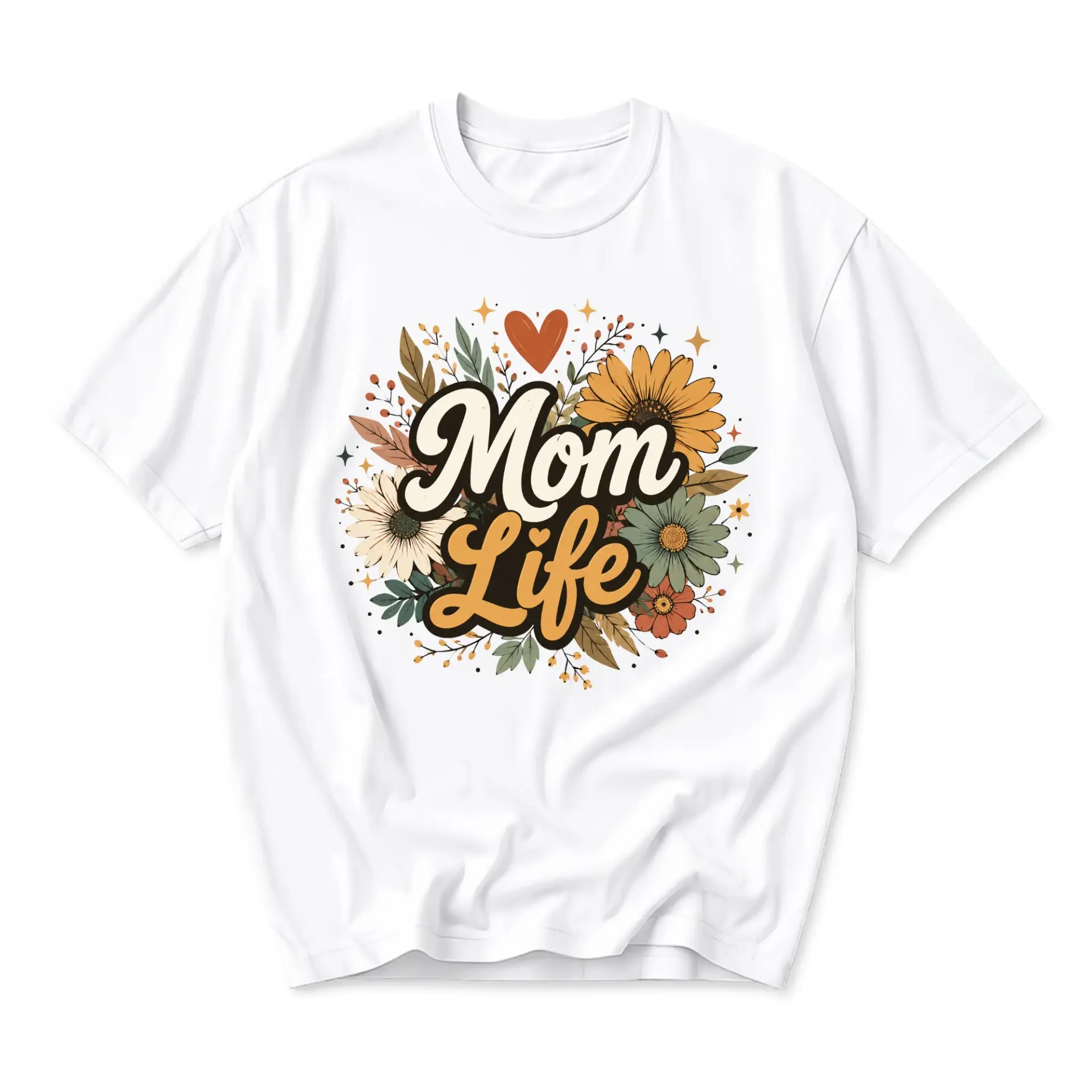 Graphic Tee Mom Life Floral Print Unisex Crew Neck T-Shirt Soft Cotton Blend Casual Everyday Short Sleeve Top