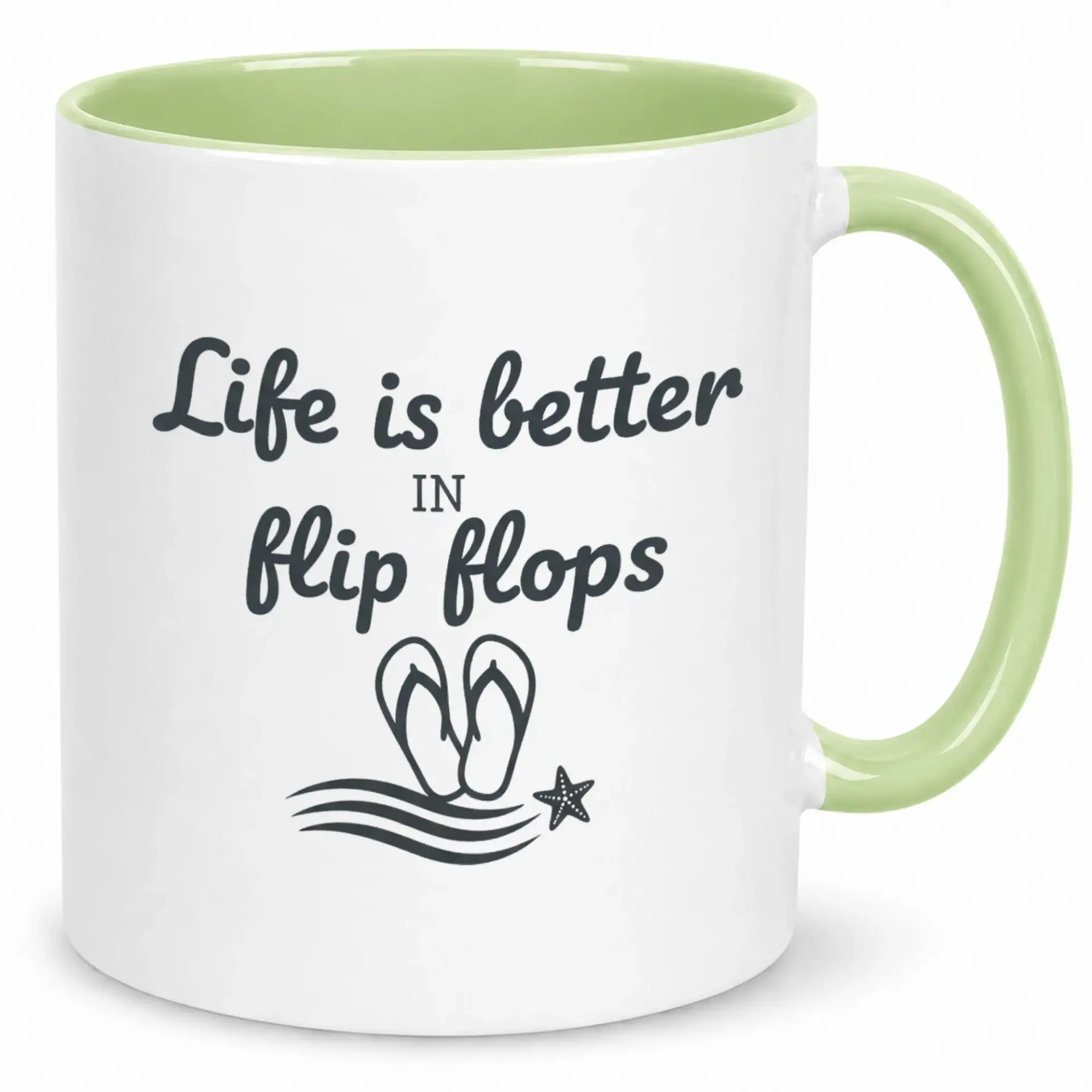 Funny Coffee Mug with "life Is Better in Flip Flops" Summer Beach Design, Ceramic Drinkware for Home Office Vacation, Unique Gift for Women and Men