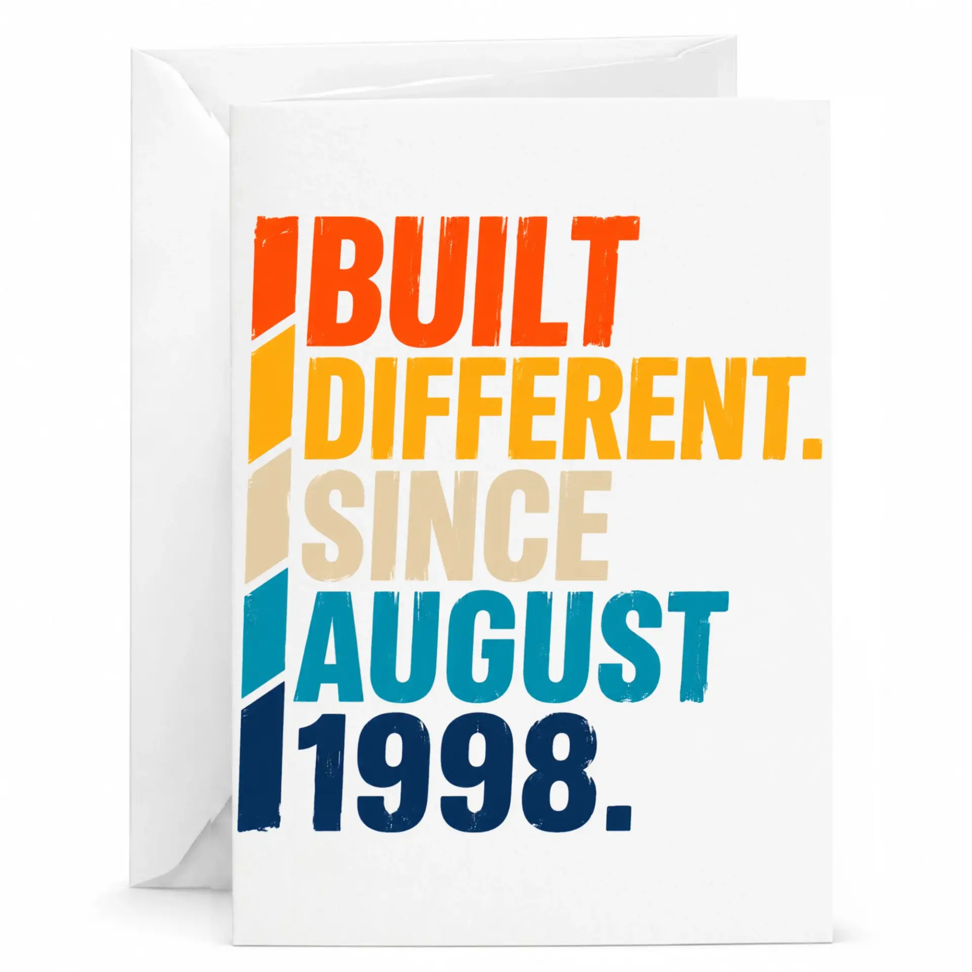 Birthday Card Built Different Since August 1998 Vintage Style Retro Graphic Greeting Card for Milestone Celebrations