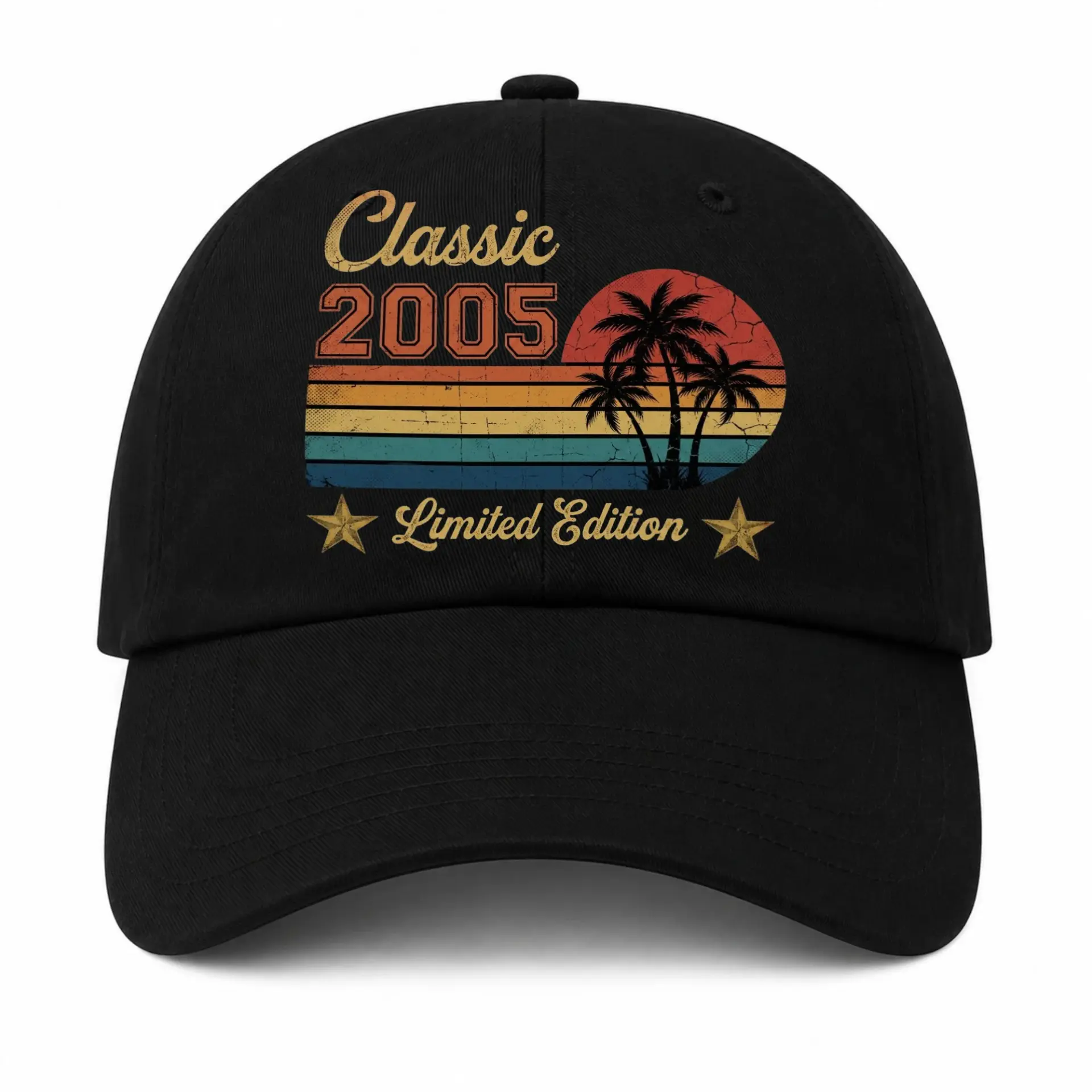 Vinyl Sticker Pack Classic 2005 Limited Edition Retro Sunset Palm Tree Decals for Laptops Water Bottles and Journals