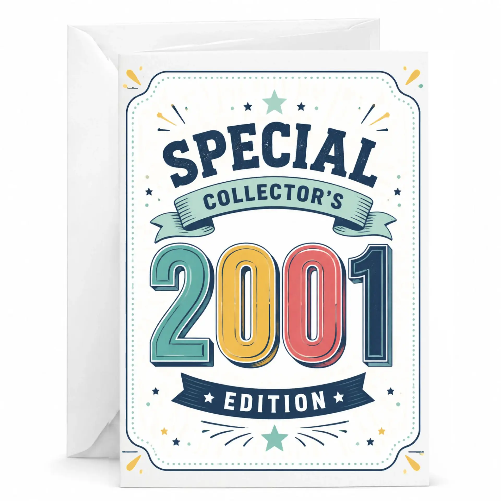 Birthday Card Special Collector's 2001 Edition Greeting Card with Envelope for Milestone Birthdays or Anniversary Gift