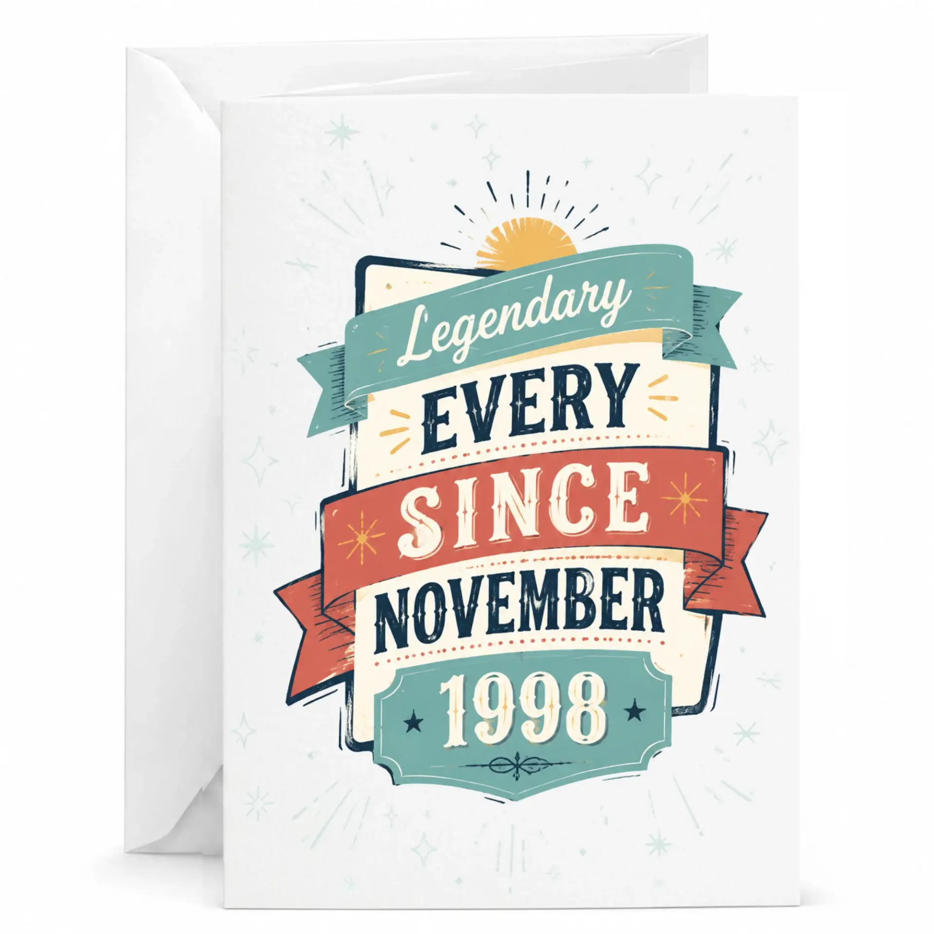 Birthday Greeting Card Legendary Every Since November 1998 Vintage Style Design for Milestone Celebration Anniversary Card