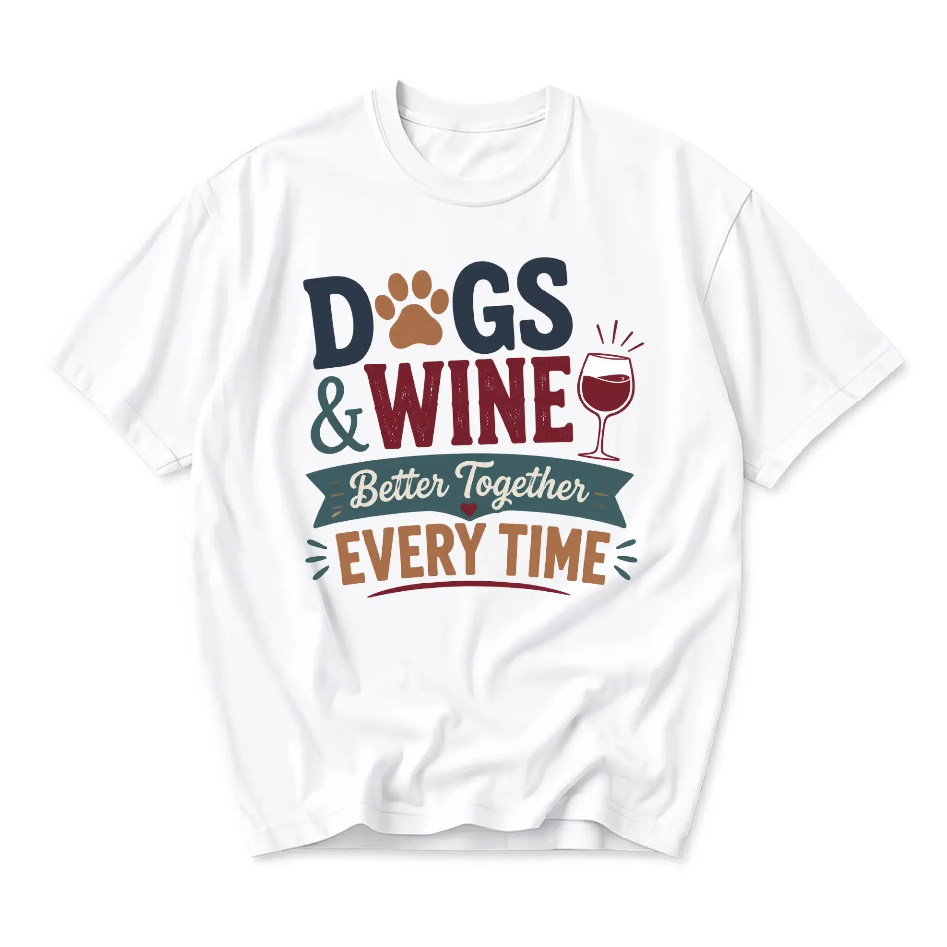 Funny Shirt and Wine Better Together Graphic Tee Casual Unisex Crew Neck