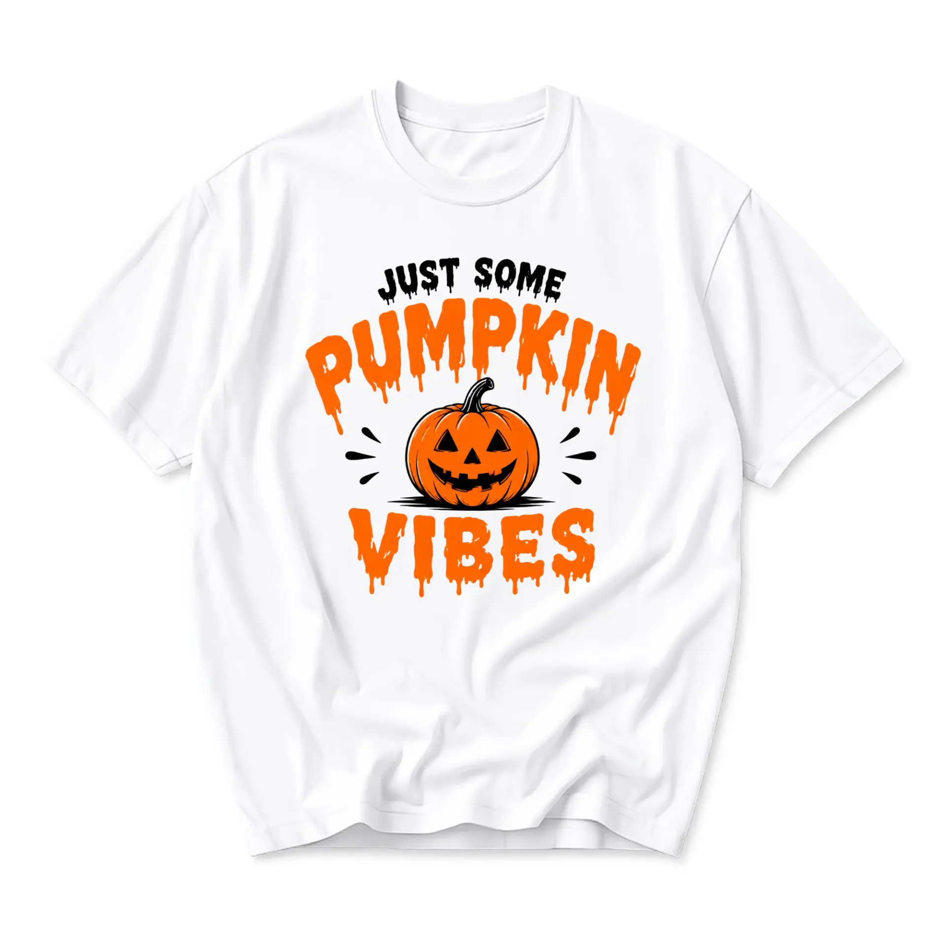 Graphic Tee Just Some Pumpkin Vibes Shirt Seasonal Autumn Unisex Crew Neck Casual Everyday Wear Soft Cotton Top