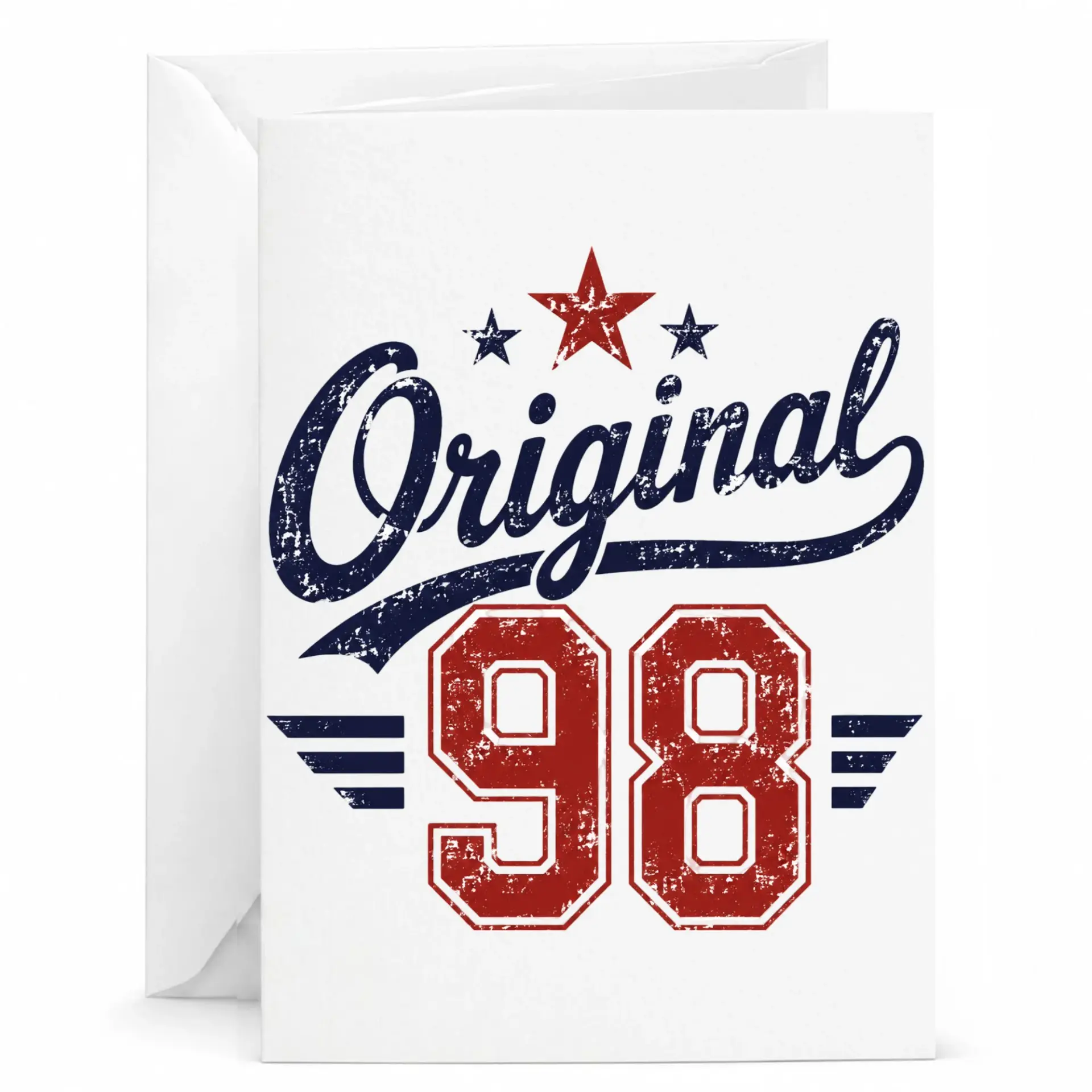 Greeting Card Original 98 Retro Style Graphic Design for Milestone Birthdays or Special Celebrations Folded 5x7 Card