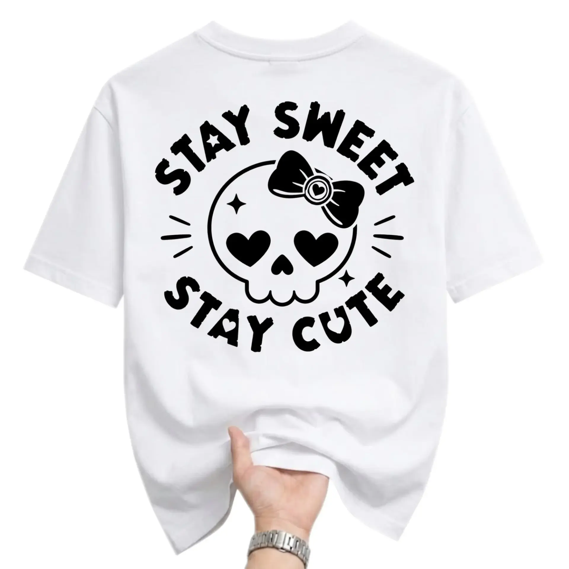 Graphic Tee Stay Sweet Stay Cute Skull T-Shirt Unisex Crew Neck Casual Everyday Top for Women and Men