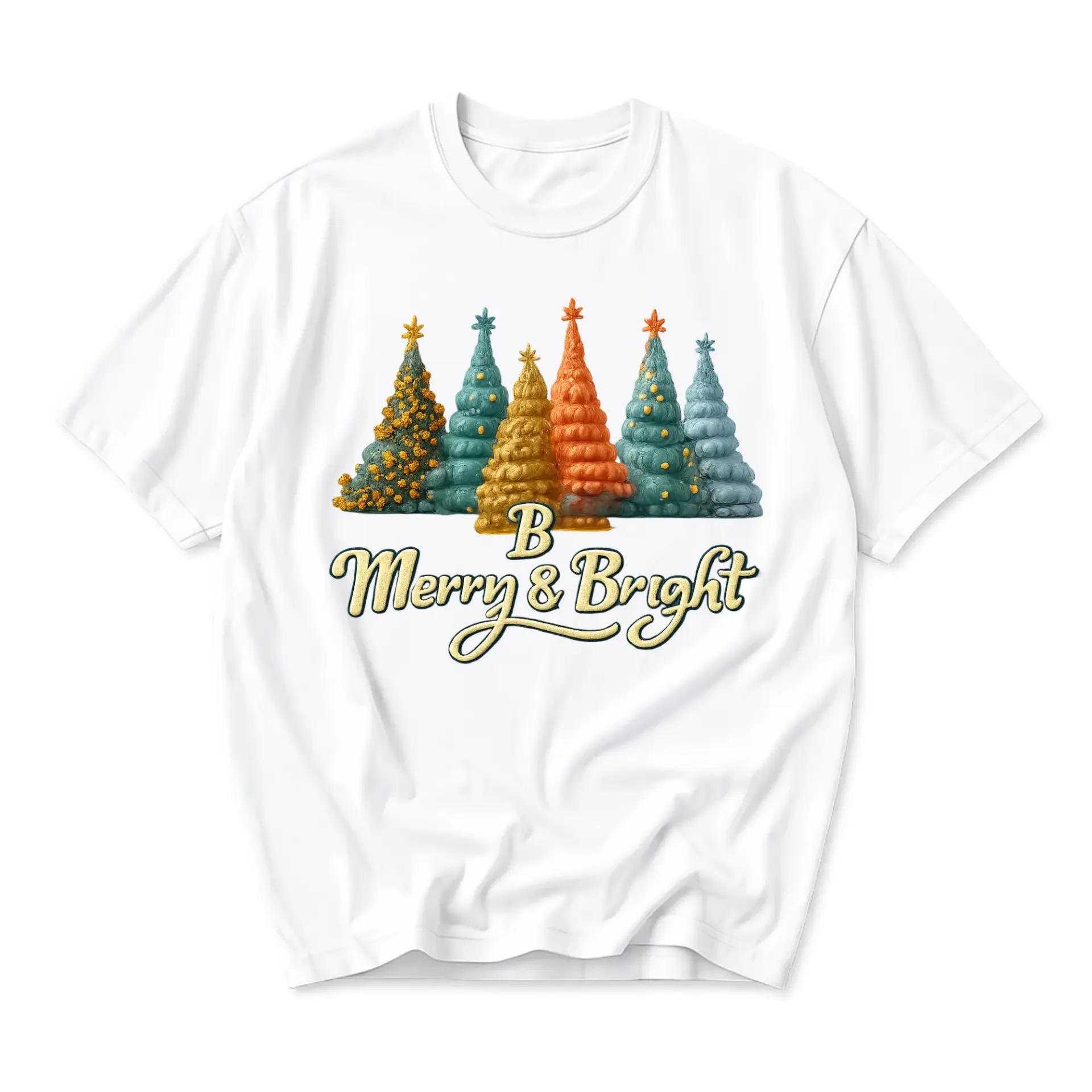 Graphic Tee B Merry and Bright Holiday T-Shirt Unisex Crew Neck Soft Cotton