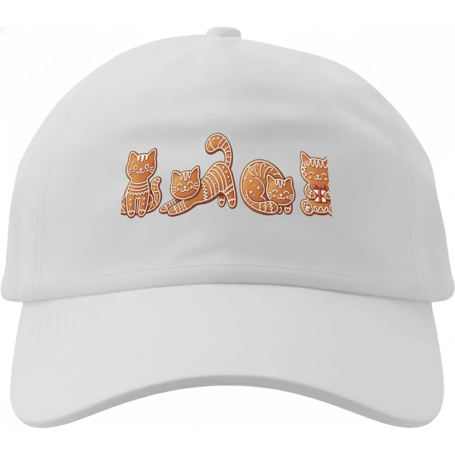 Dad Hat Baseball Cap Featuring Cute Gingerbread Cat Cookies Graphic for Animal Lovers and Holiday Enthusiasts