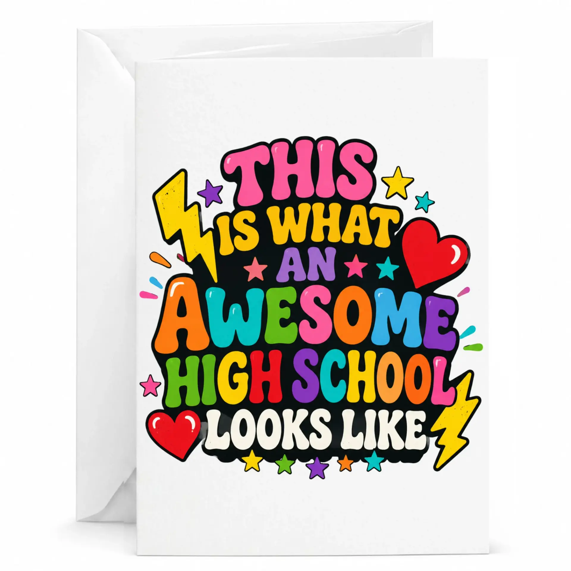 Funny Greeting Card This Is What an Awesome High School Looks Like Retro Colorful Typographic Birthday Congratulations