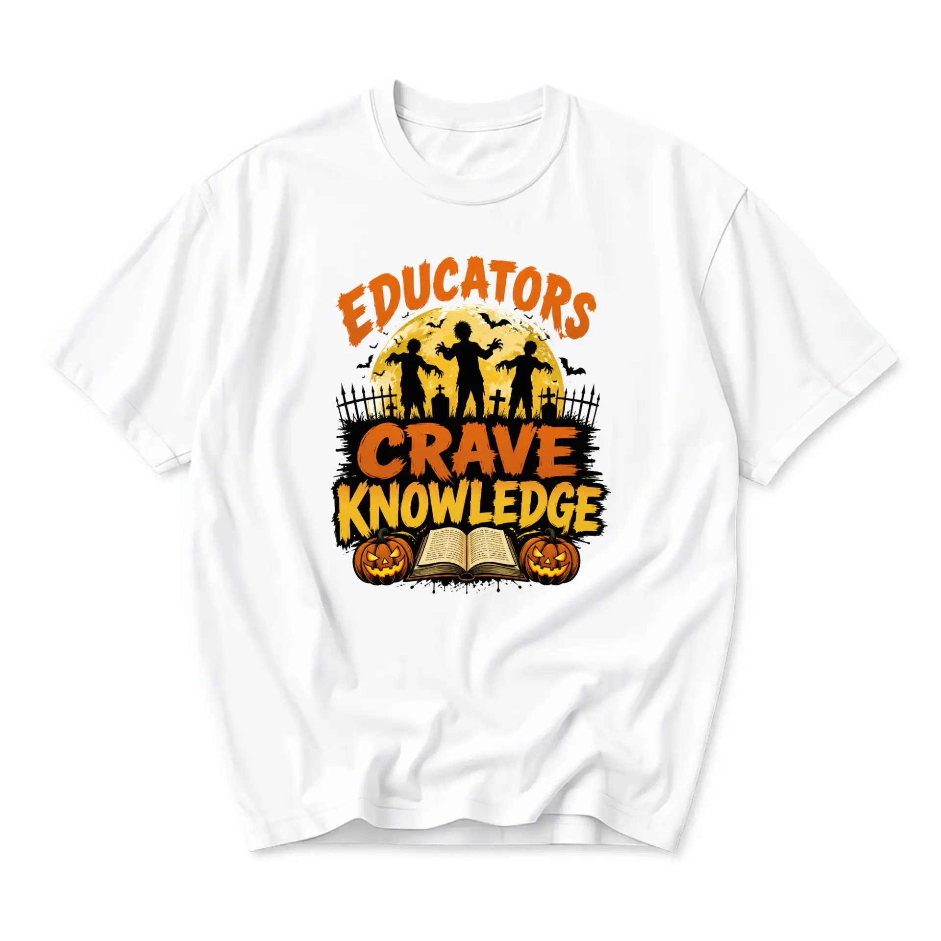 Funny Shirt Educators Crave Knowledge Halloween Graphic Tee Unisex Casual Apparel for Everyday Comfort and Style