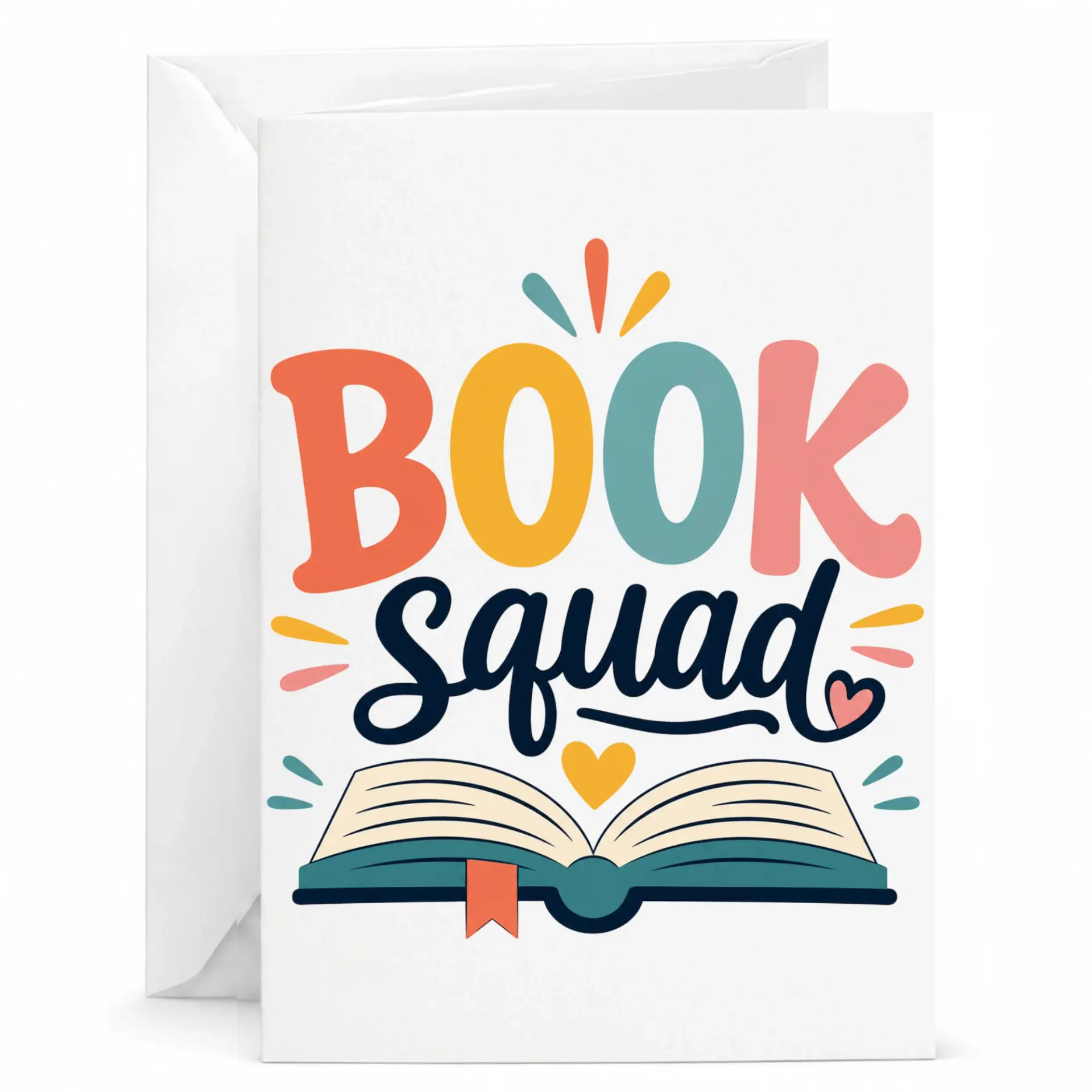 Greeting Squad Design Featuring Colorful Typography and Open Illustration on Heavyweight Paper Stock