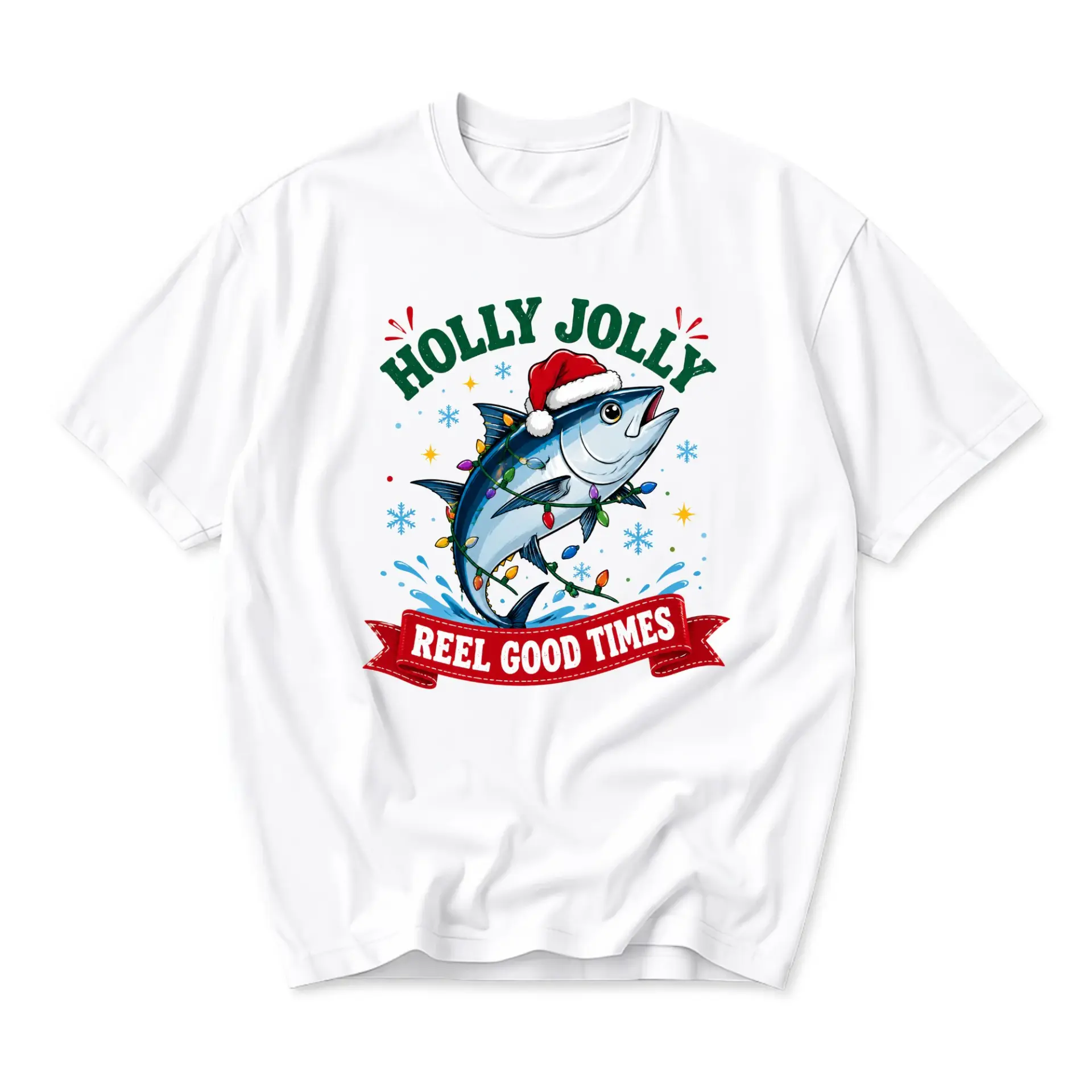 Funny Shirt Reel Good Times Christmas Fishing Graphic Tee Unisex Short