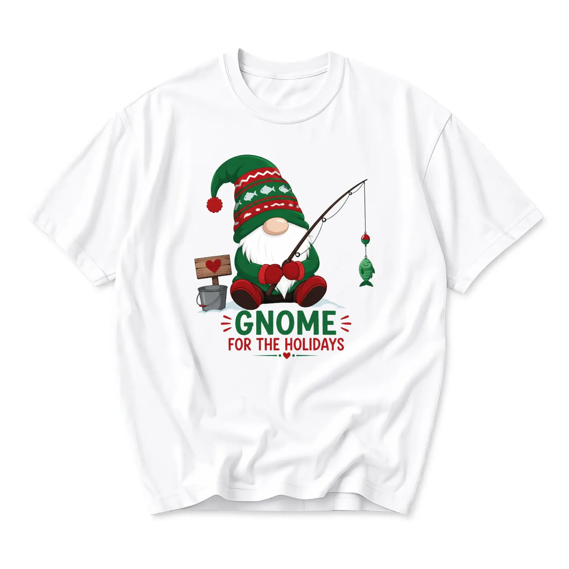 Graphic Tee Gnome for the Holidays Fishing Theme Unisex Crew Neck Short