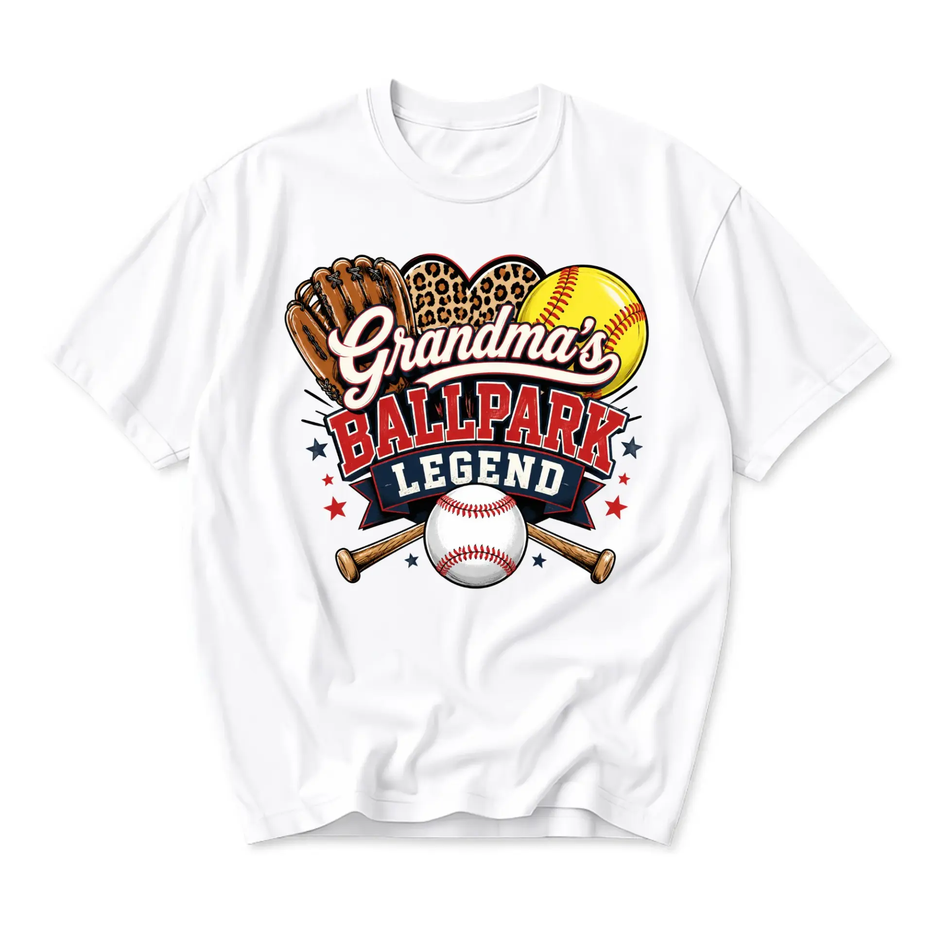 Graphic Tee Grandma's Ballpark Legend Baseball Themed Print Casual Unisex
