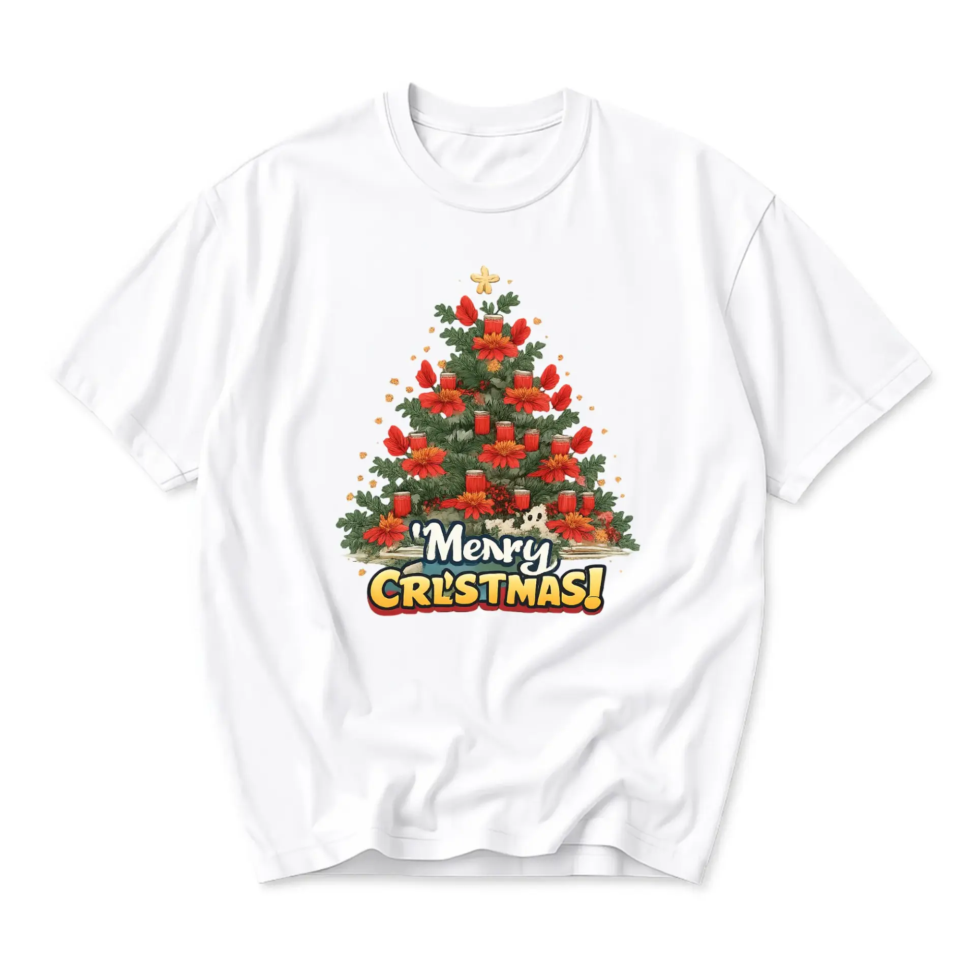 Funny Shirt Unisex Graphic Printed T-Shirt Featuring Festive Holiday Tree