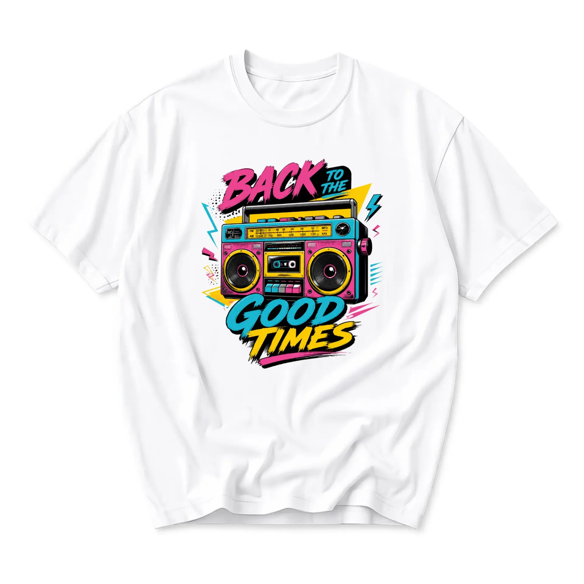 Graphic Tee Back to the Good Times Retro Boombox Design Unisex Casual Cotton Crew Neck Short Sleeve Shirt