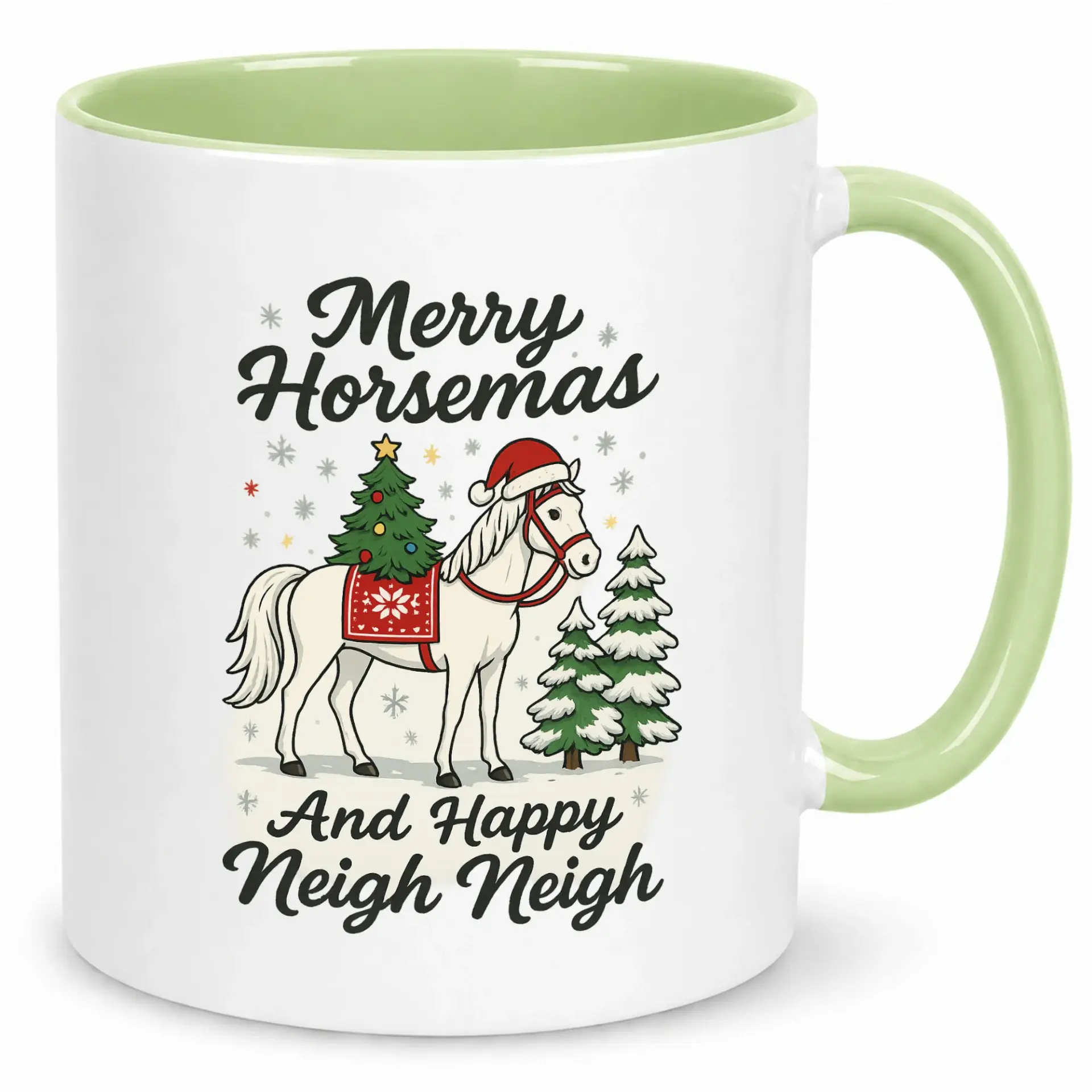 Funny Christmas Horse Coffee Mug, Unique Ceramic Holiday Tea Cup with Humorous 'merry Horsemas' Design, Festive Gift for Equine Enthusiasts