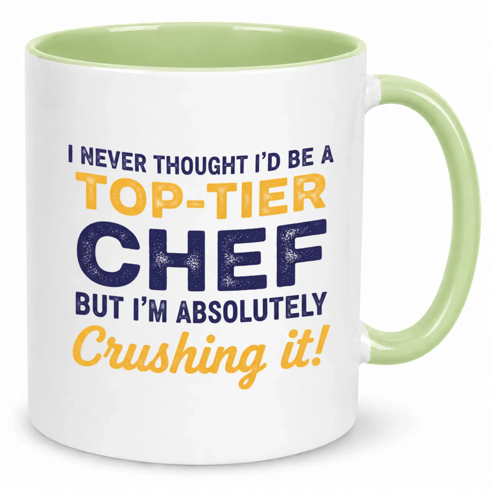 Funny Chef Coffee Mug for Culinary Enthusiasts Humorous Top-Tier Kitchen Crushing It Design Unique Ceramic Drinkware Gift