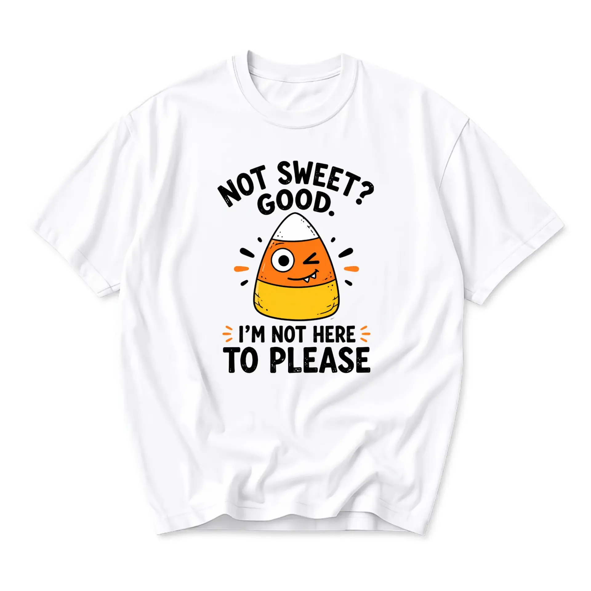 Funny Shirt Not Sweet Good I Am Not Here to Please Graphic Tee Unisex Casual Short Sleeve Crew Neck Cotton Blend Top