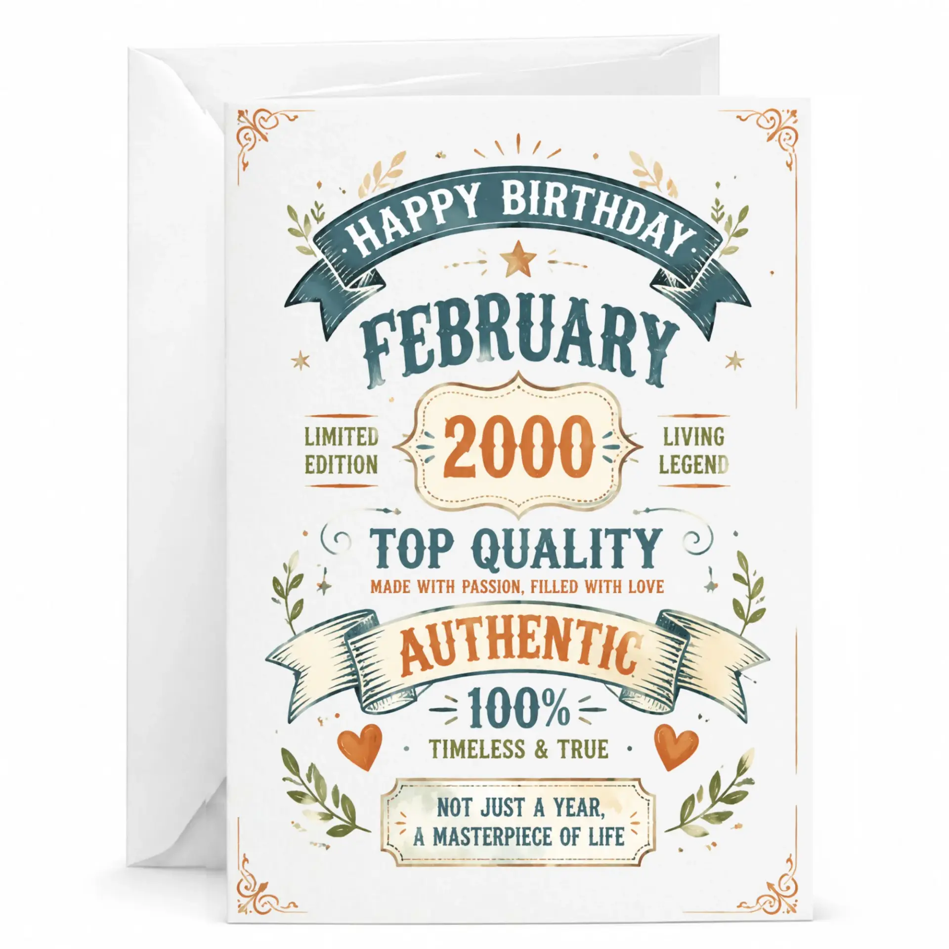 Birthday Card February 2000 Vintage Style Greeting Card Limited Edition Living Legend Design 5x7 Inches