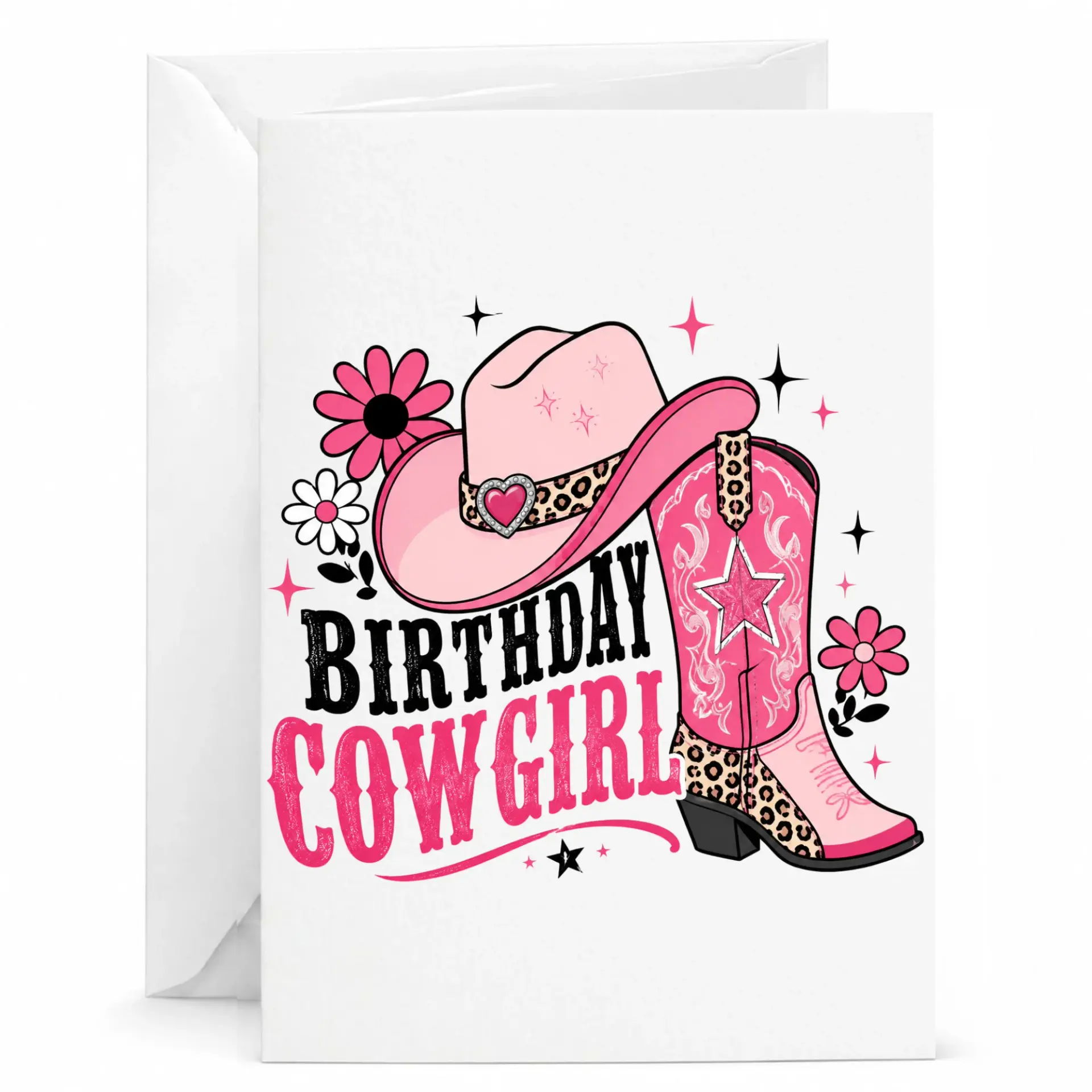 Birthday Card Theme Greeting for Her Pink Cowboy Hat