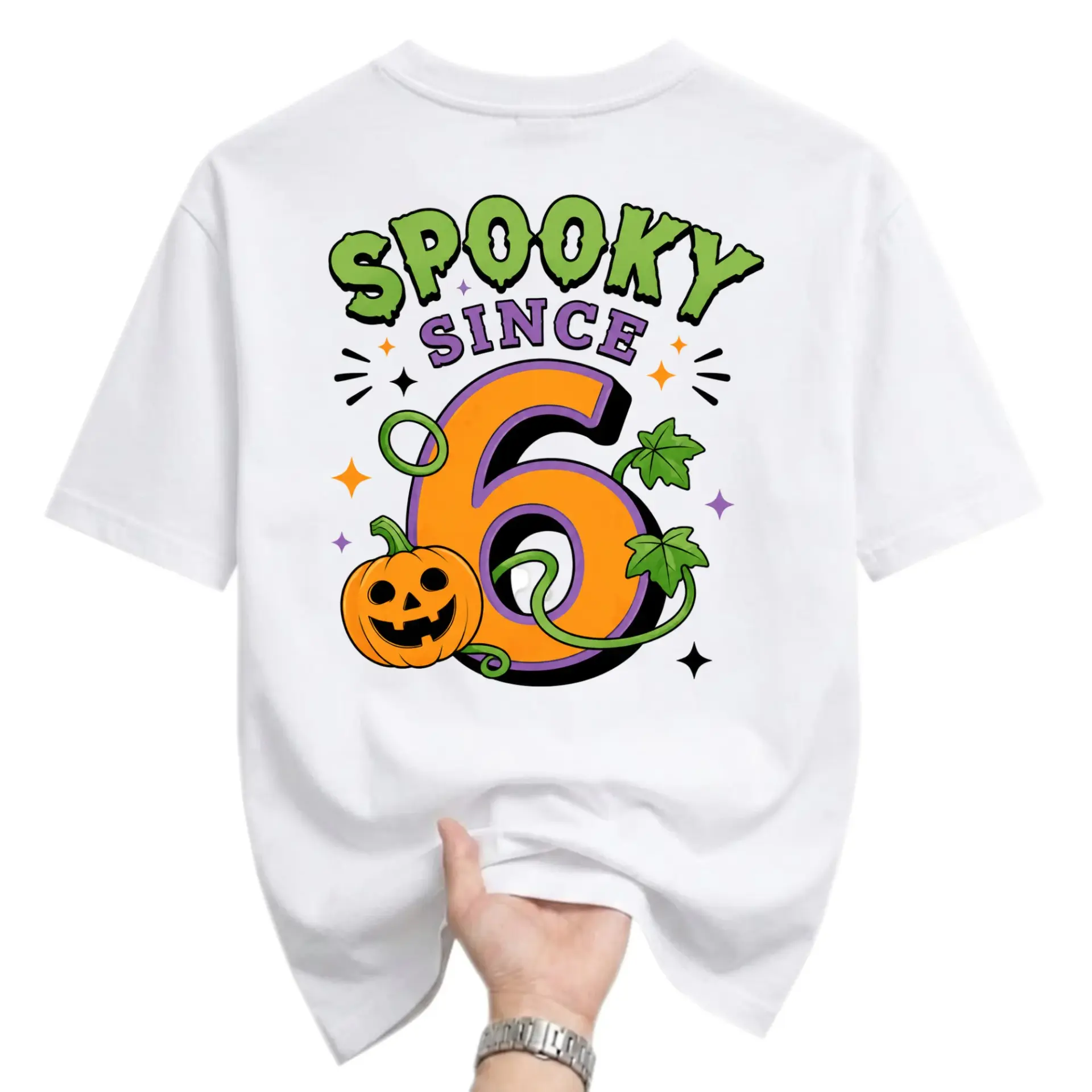 Graphic Tee Spooky Since 6 Halloween Birthday Unisex T-Shirt Seasonal Celebration Autumn Apparel Casual Cotton Crewneck