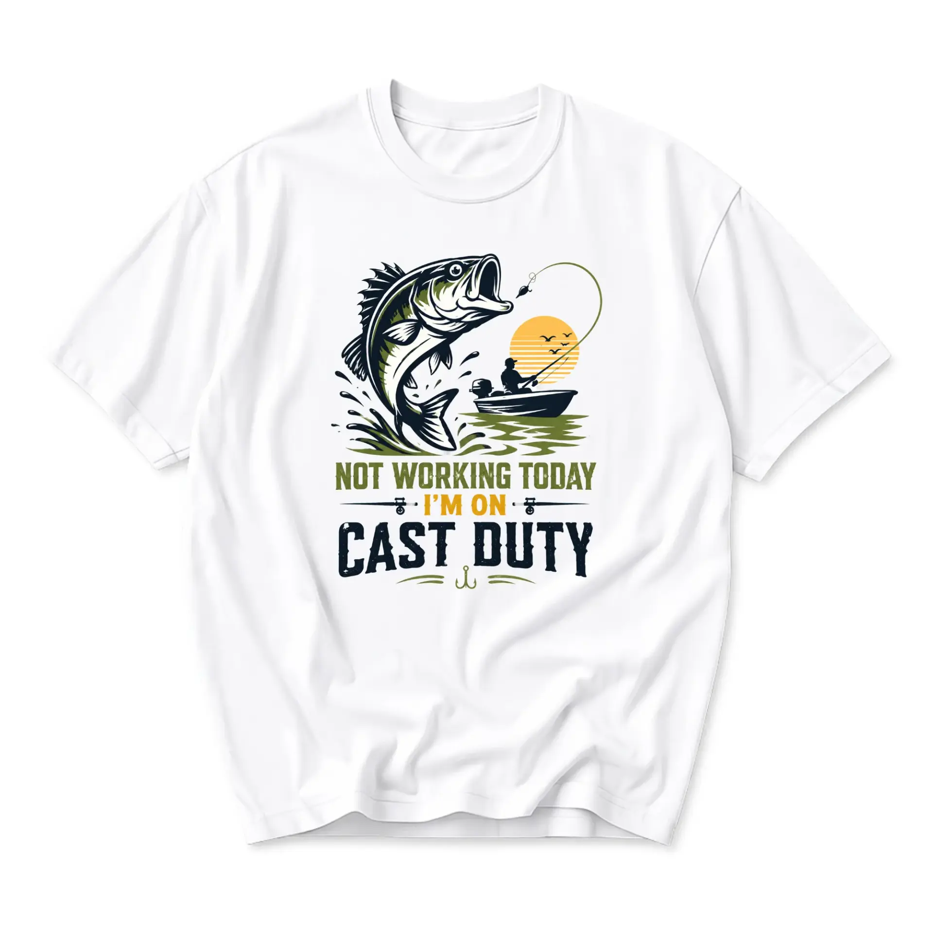 Funny Shirt for Fishermen Graphic Tee with Fishing Humor Quote Not Working Today I Am on Cast Duty Design