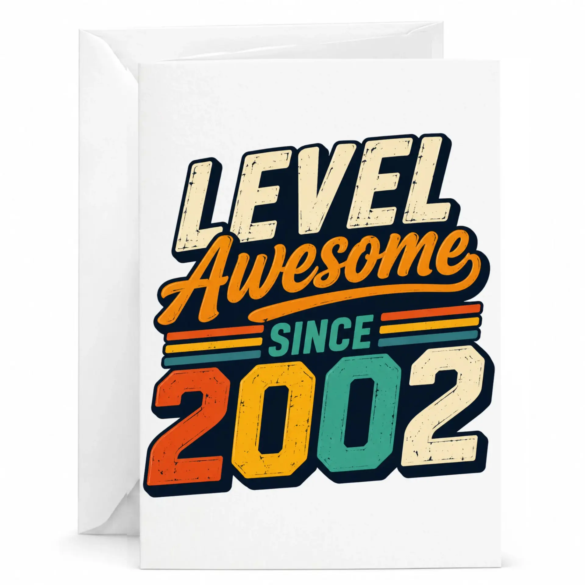 Birthday Card Level Awesome Since 2002 Retro Vintage Style Greeting Card for Birthday Milestone Celebration