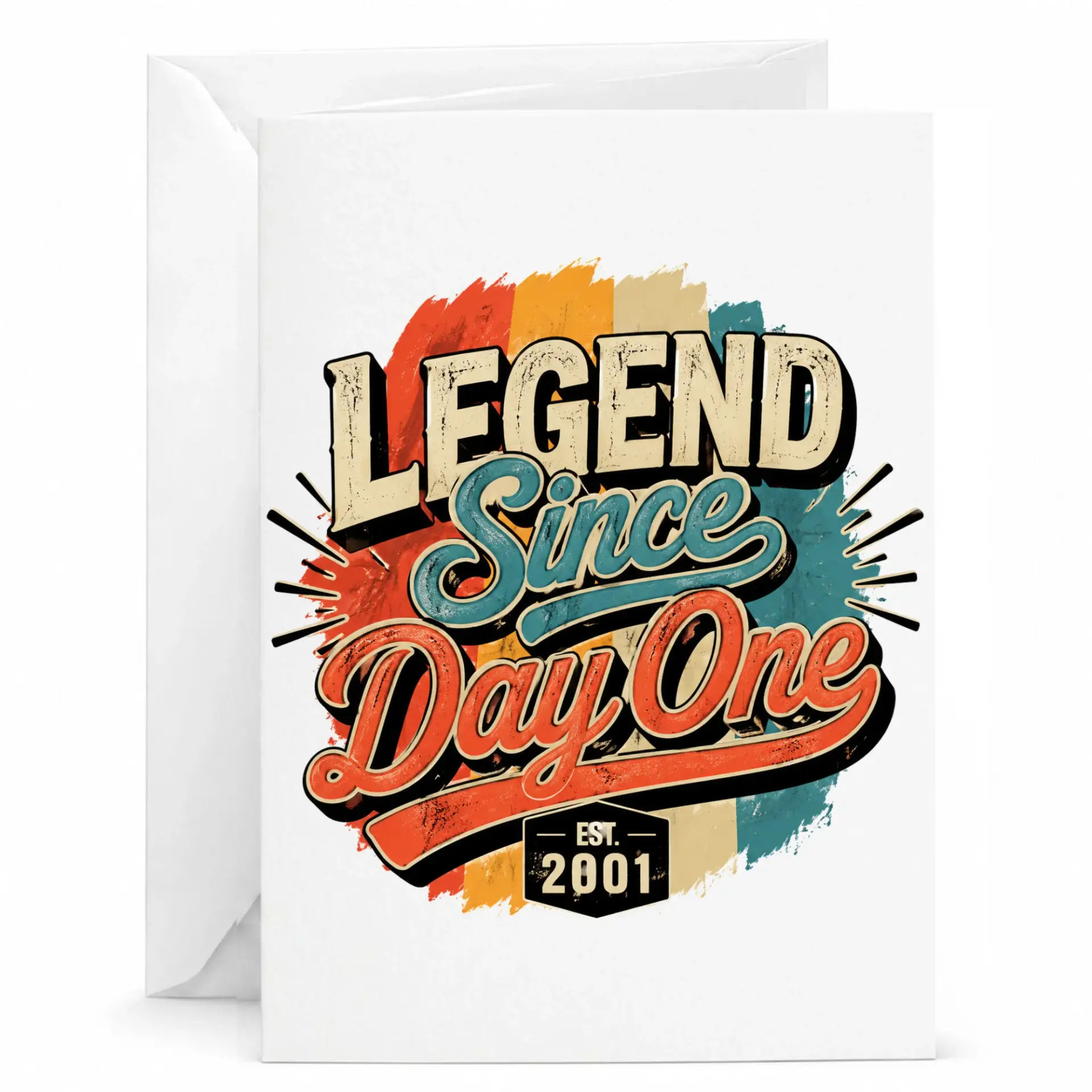 Greeting Card Legend Since Day One Est 2001 Vintage Style Birthday Anniversary Message Note for Special Occasions