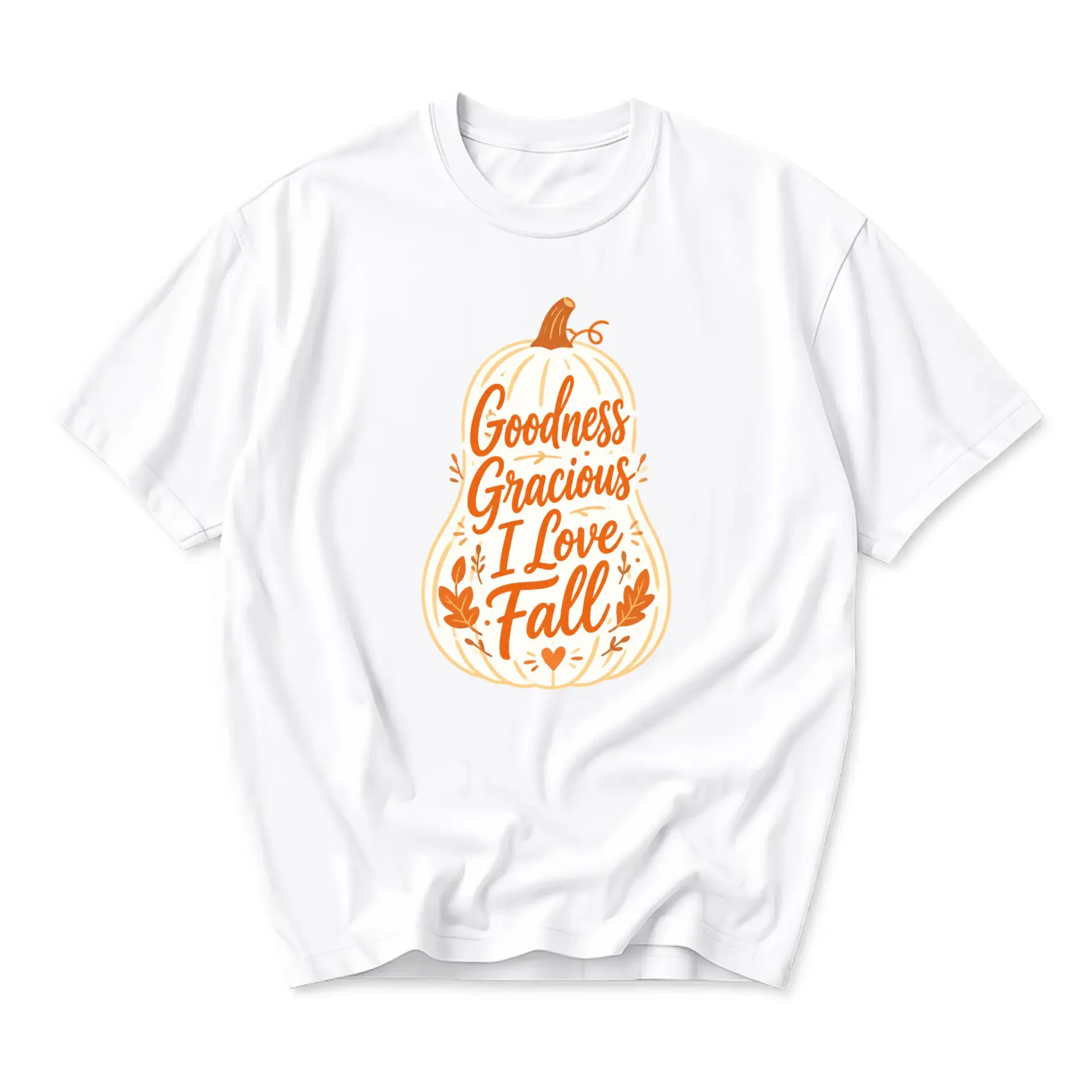Graphic Tee Goodness Gracious I Love Fall Autumn Pumpkin Unisex Crew Neck Short Sleeve Shirt for Casual Seasonal Wear