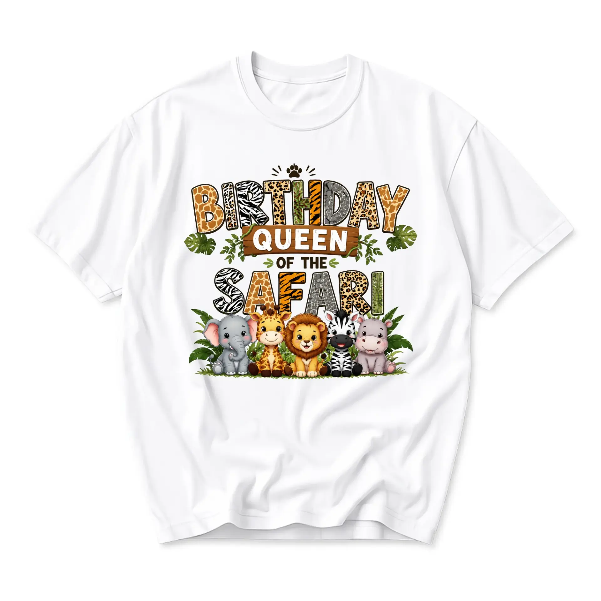 Graphic Tee Birthday Queen of the Safari Unisex Crew Neck T-Shirt Print