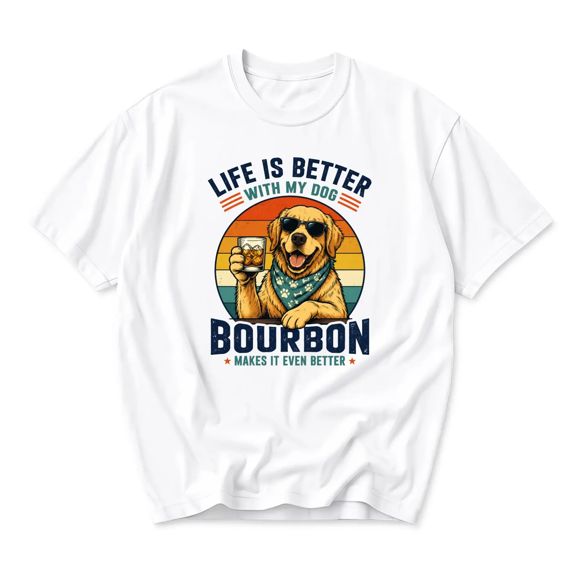 Funny Shirt Life Is Better with Bourbon Graphic Tee Unisex Casual Cotton