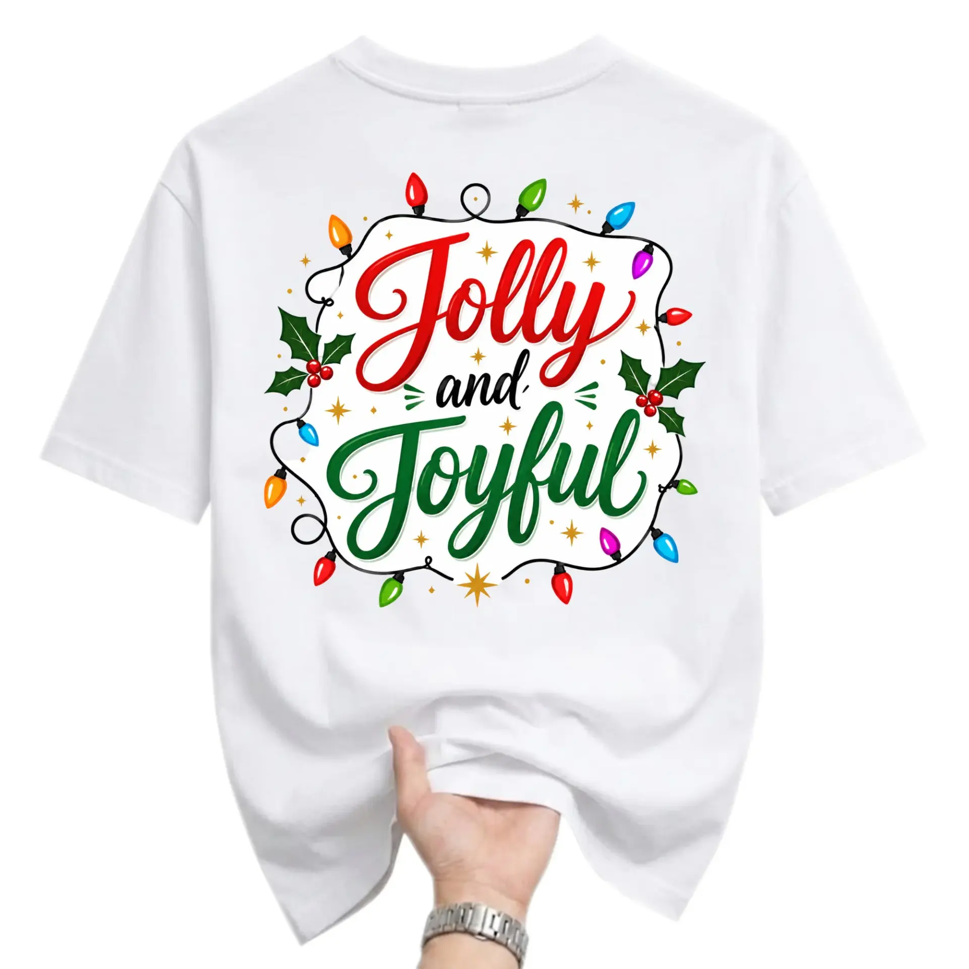Funny Shirt Jolly and Joyful Graphic Tee Christmas Holiday Season Gift