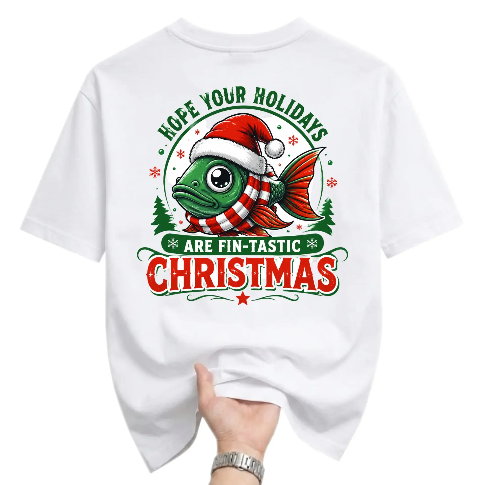 Funny Shirt Your Holidays Are Fin-Tastic Christmas Graphic Tee Festive Humor Unisex Crew Neck Apparel