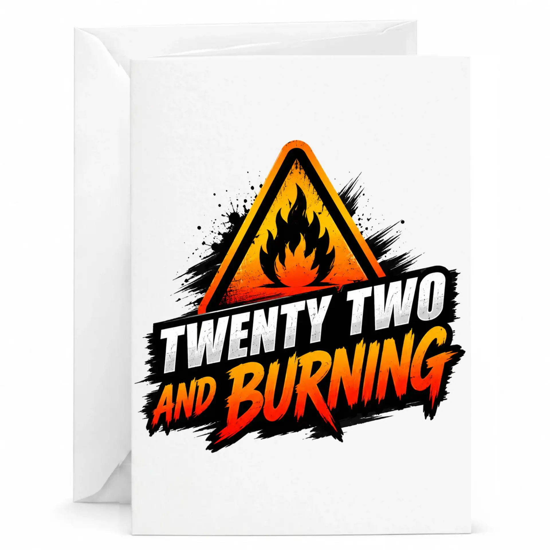 Funny Birthday Card Twenty Two and Burning Graphic Design Greeting Card for Twenty Second Birthday Celebration 5x7 Inch