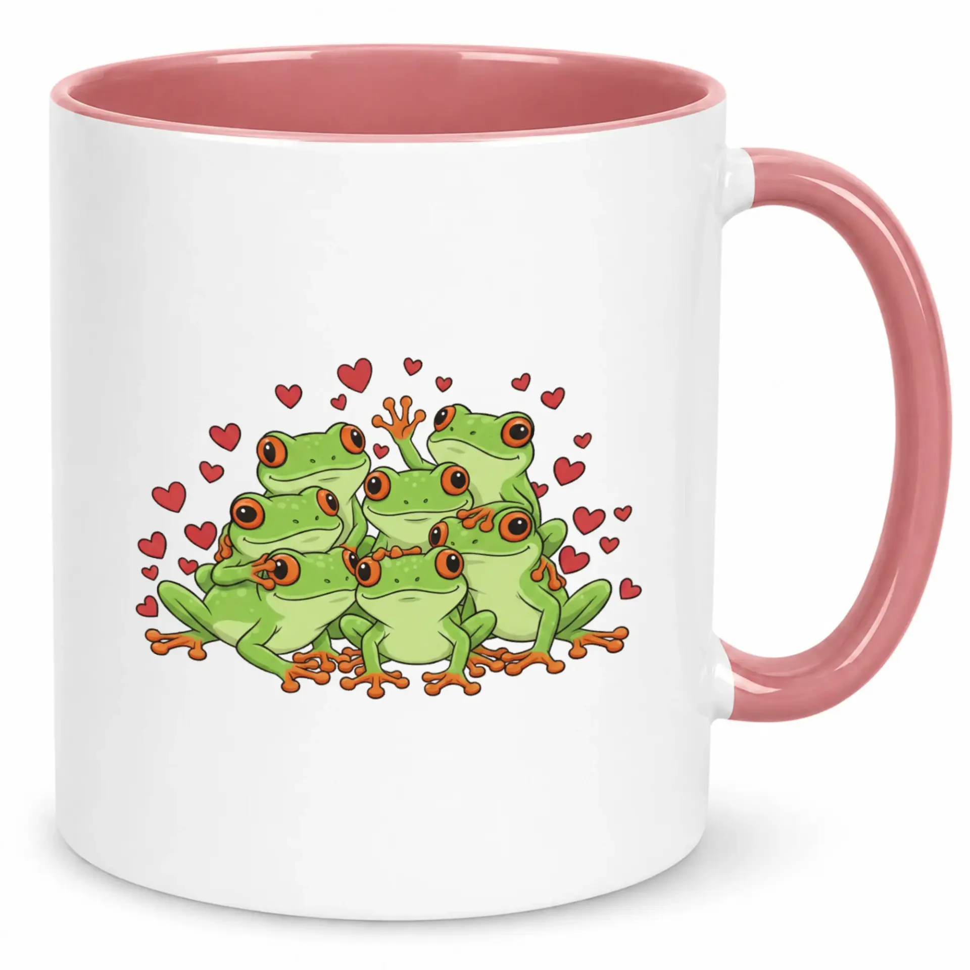 Cute Frog Lover Ceramic Coffee Mug with Hugging Frogs and Hearts Design Perfect Novelty Beverage Cup for Home Office or Gift