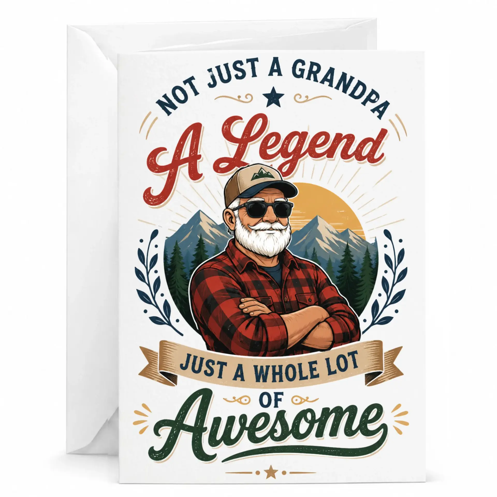 Greeting Card for Grandpa Not Just a Legend Funny Appreciation Gift Grandfathers 5x7 Folded Note with Envelope