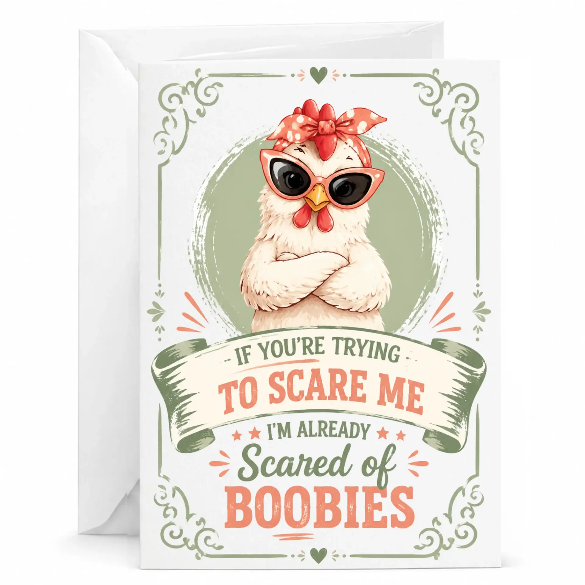 Funny Chicken Greeting Card Sarcastic Farm Animal Humor Stationery with Envelope for Birthdays and Anniversaries
