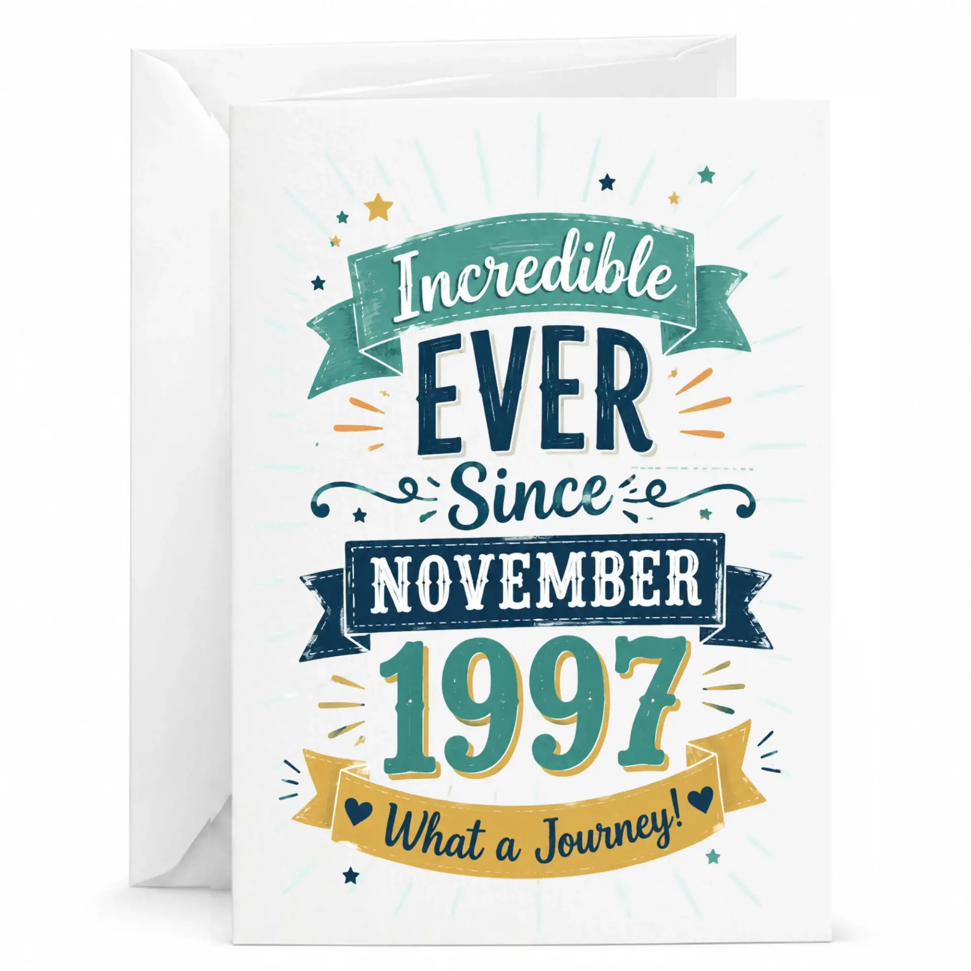 Greeting Card Incredible Ever Since November 1997 Milestone Anniversary Birthday Gift with Envelope, 5x7 Inches