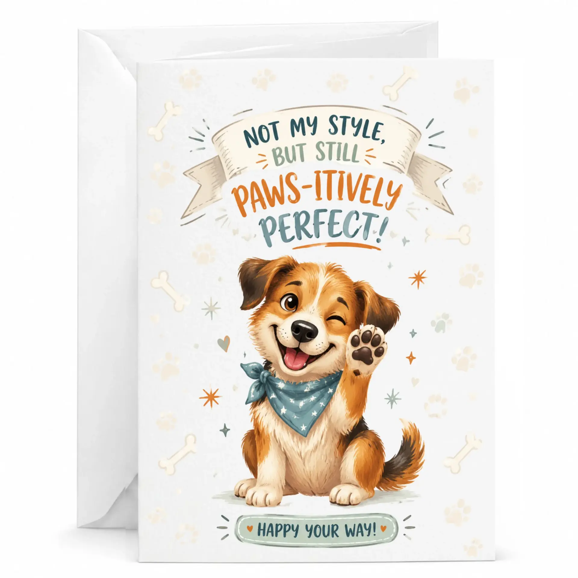 Funny Greeting Card Featuring a Winking Puppy Dog Design for Birthdays and Special Occasions with Envelope