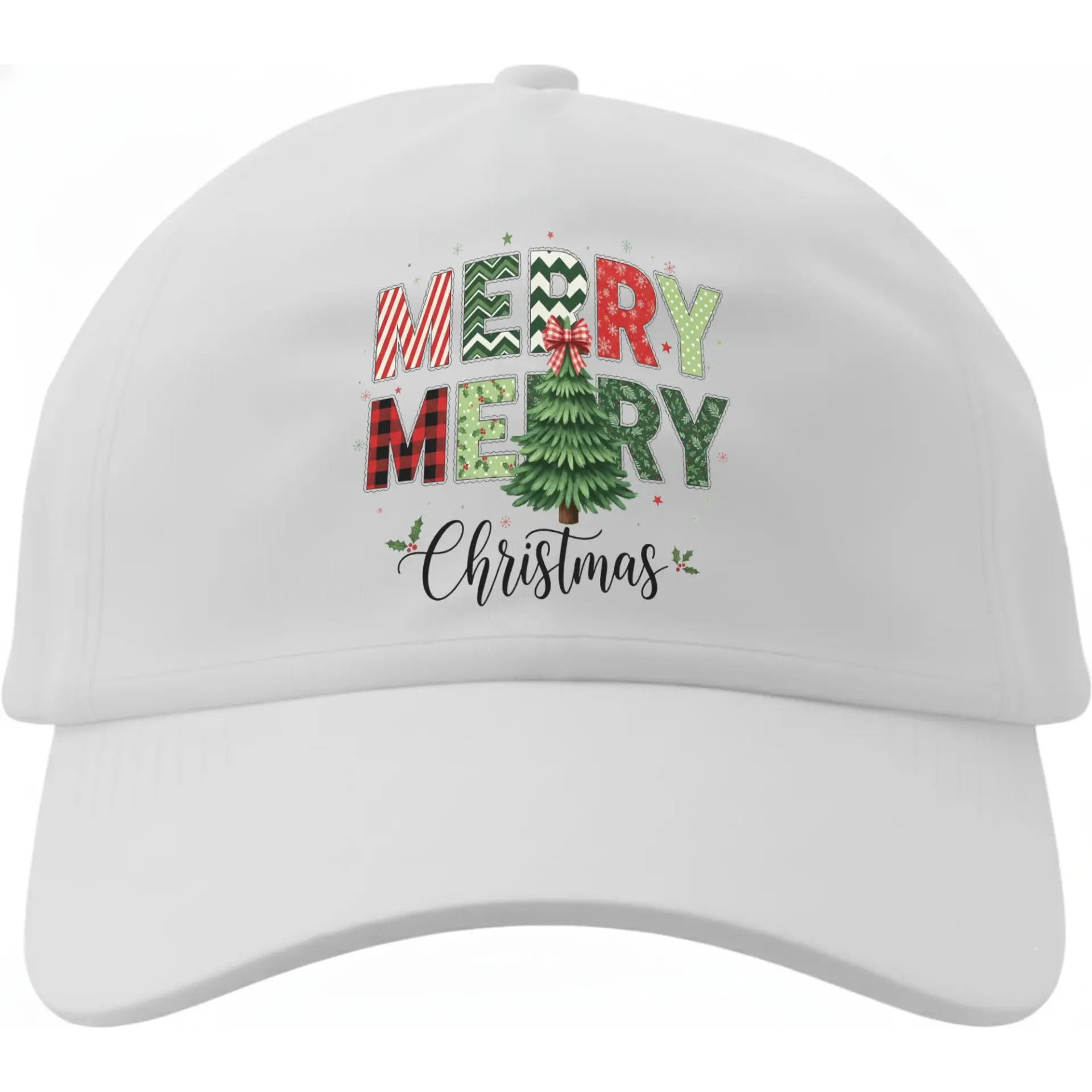 Baseball Cap Holiday Christmas Tree Graphic Print Cotton Hat Adjustable Unisex Low Profile Structured Dad Hat Accessory