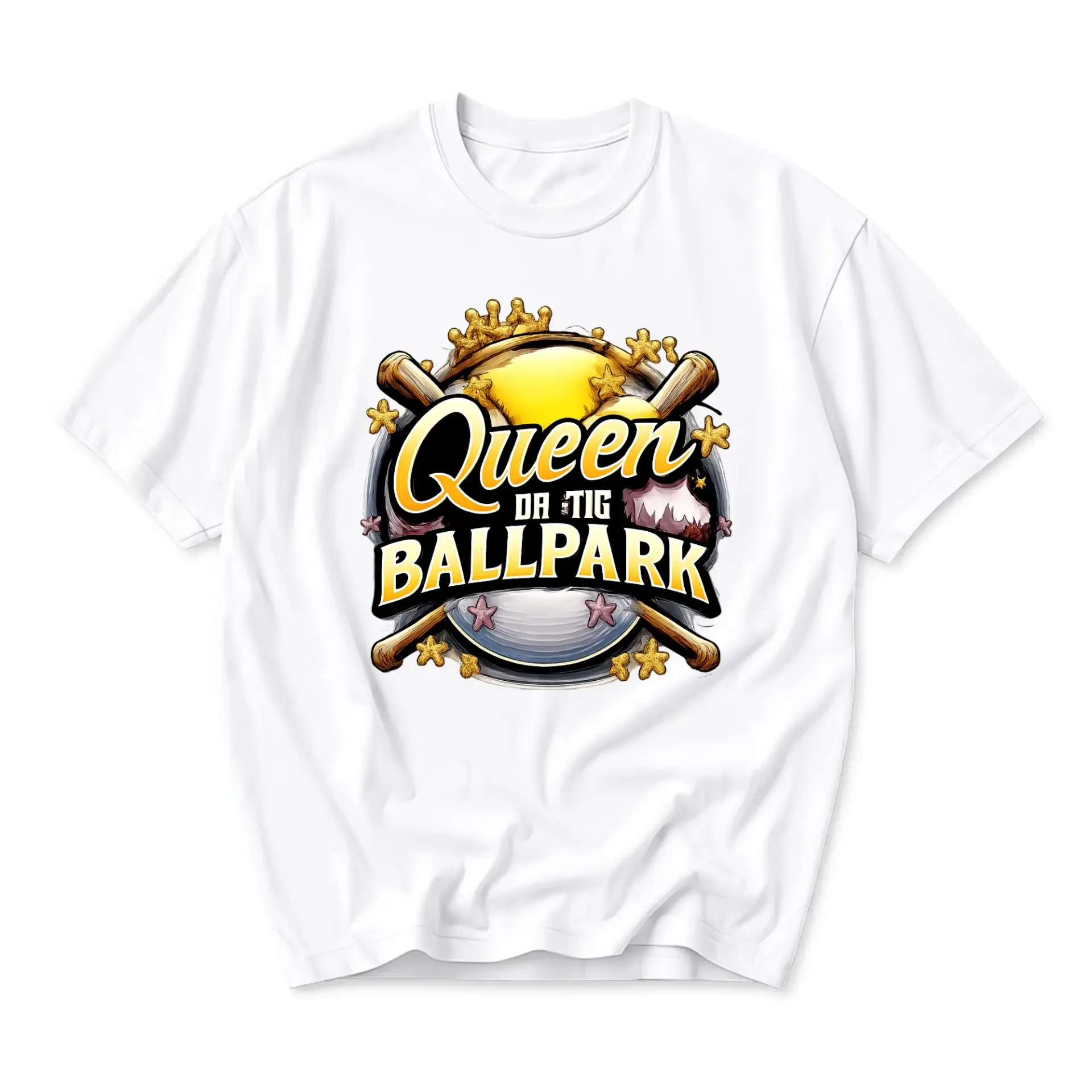 Graphic Tee Queen of the Ballpark Baseball Softball Sport Lover Unisex Crew Neck Cotton Blend Casual Short Sleeve Shirt